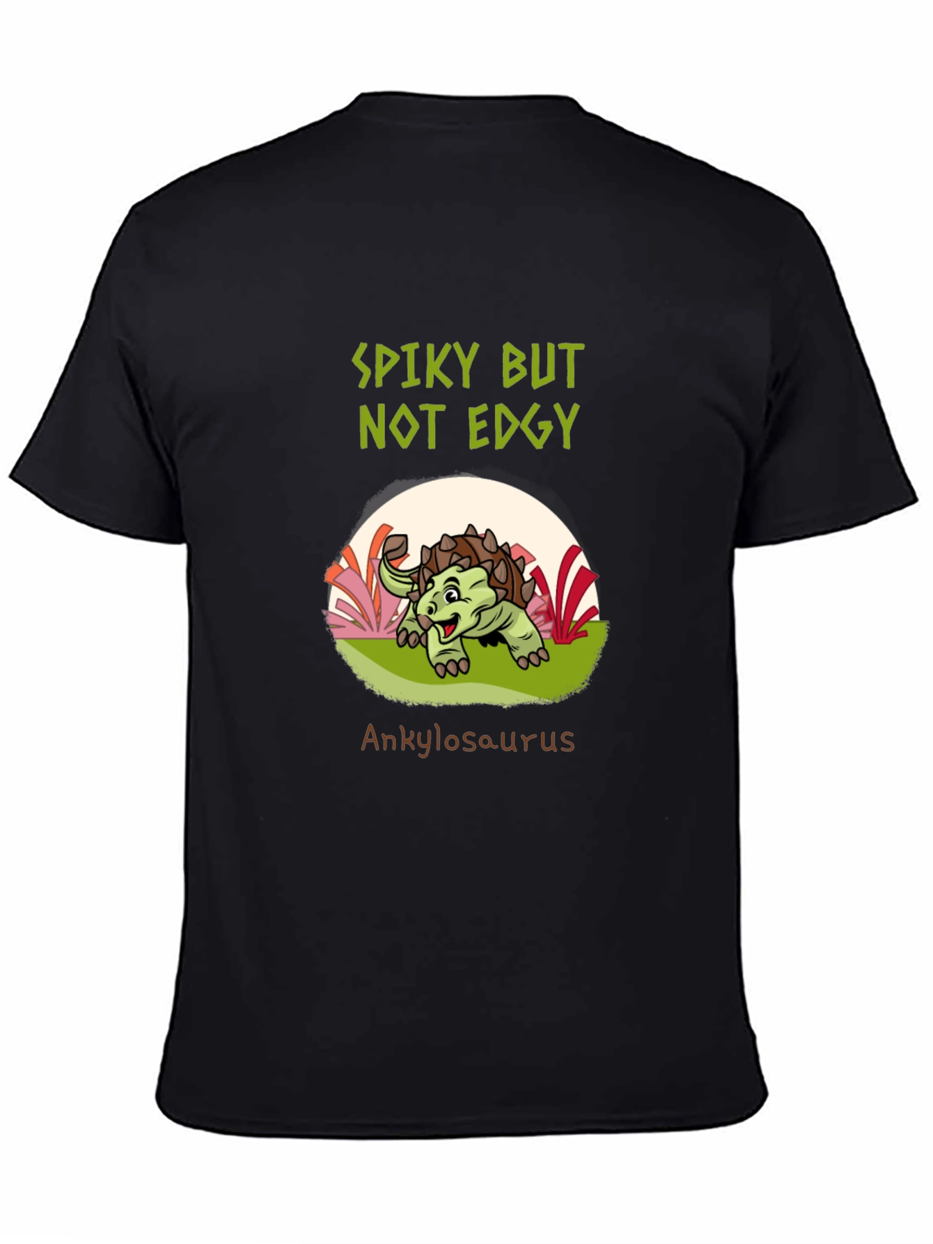 Spiky But Not Edgy Ankylosaurus Black T-Shirt