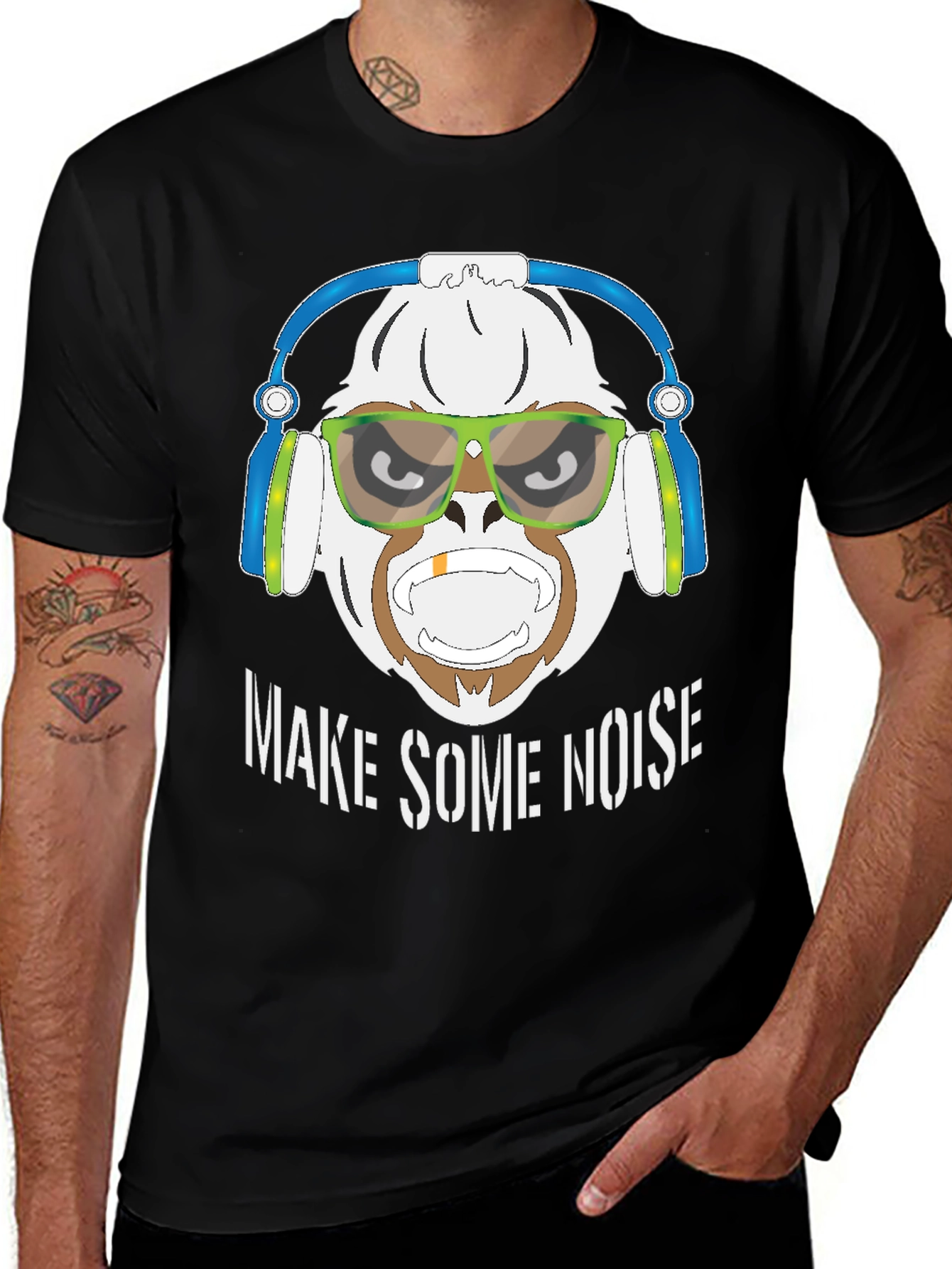 Make Some Noise T-Shirt Gorilla Headphones Tee