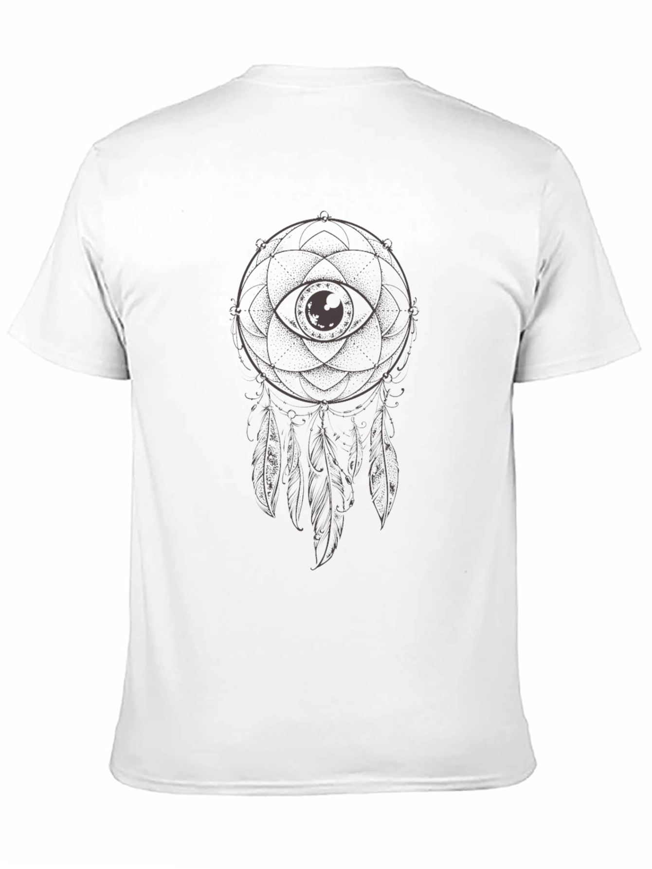 Dreamcatcher Eye Graphic Tee - Casual Black T-Shirt