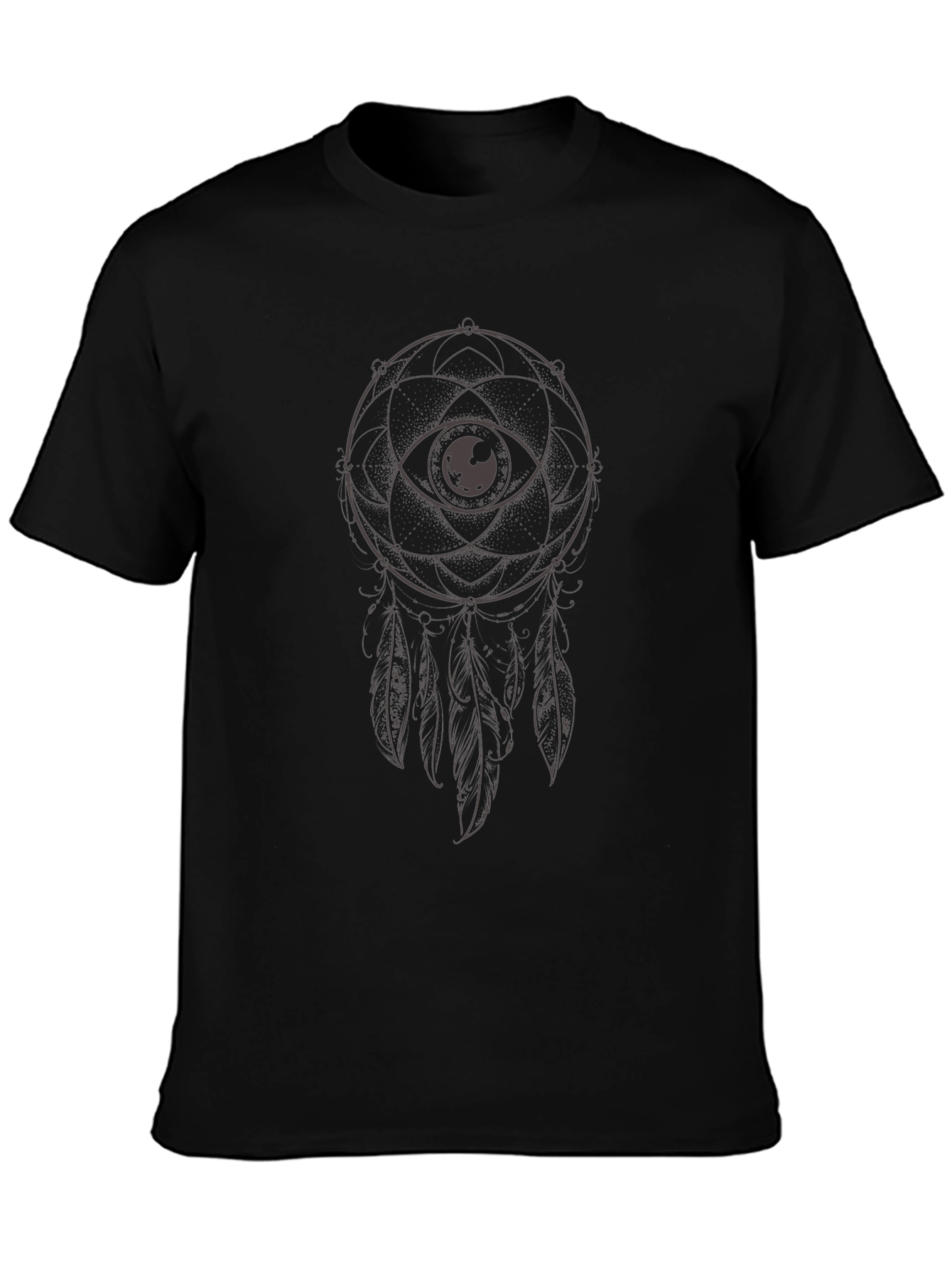 Dreamcatcher Eye Graphic Tee - Casual Black T-Shirt