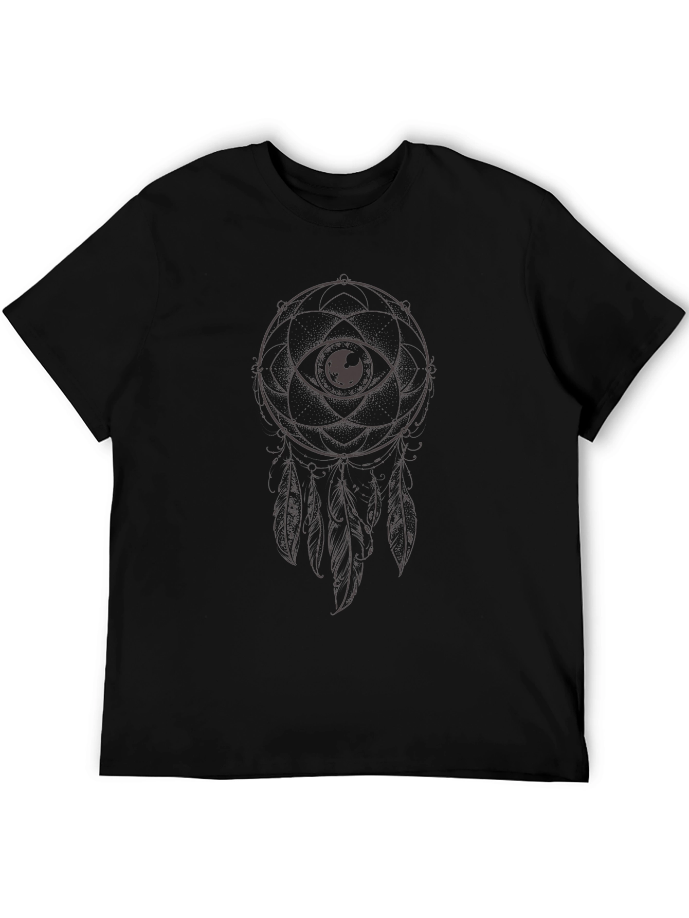 Dreamcatcher Eye Graphic Tee - Casual Black T-Shirt