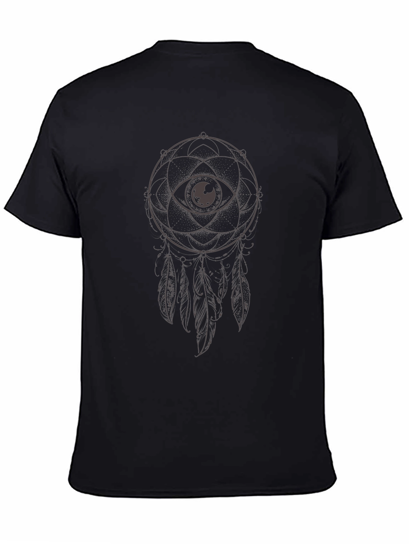 Dreamcatcher Eye Graphic Tee - Casual Black T-Shirt