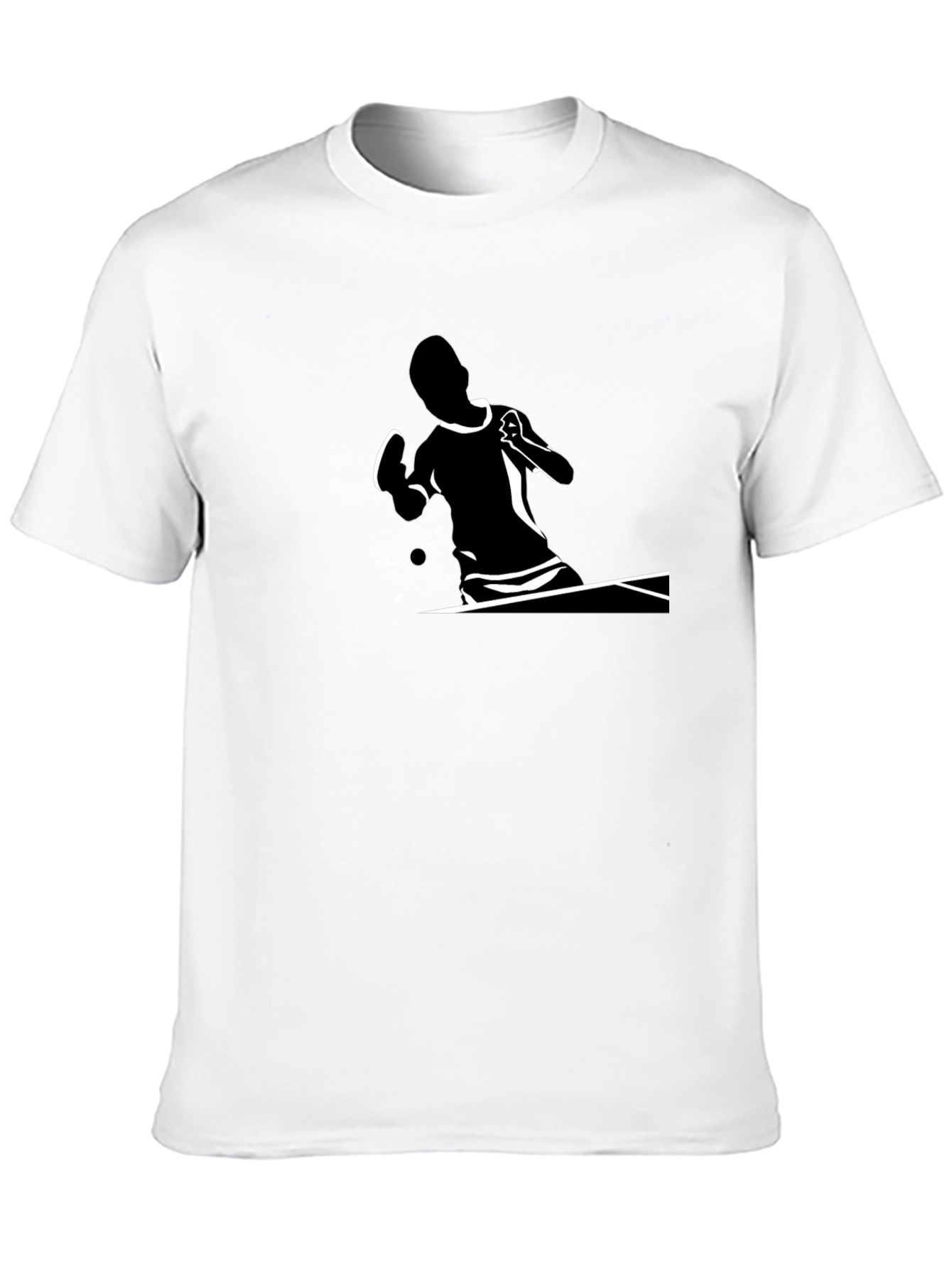 Stylish Black T-Shirt with Table Tennis Player Design