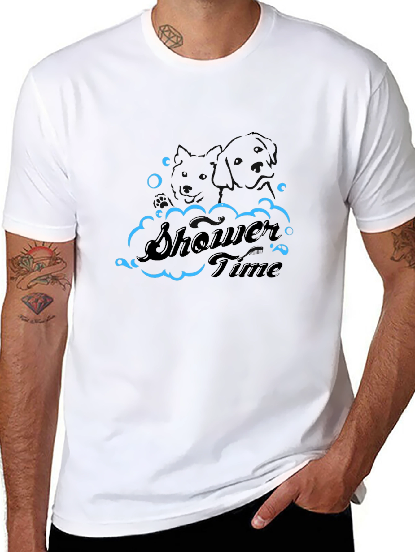 Shower Time Graphic T-Shirt - Black