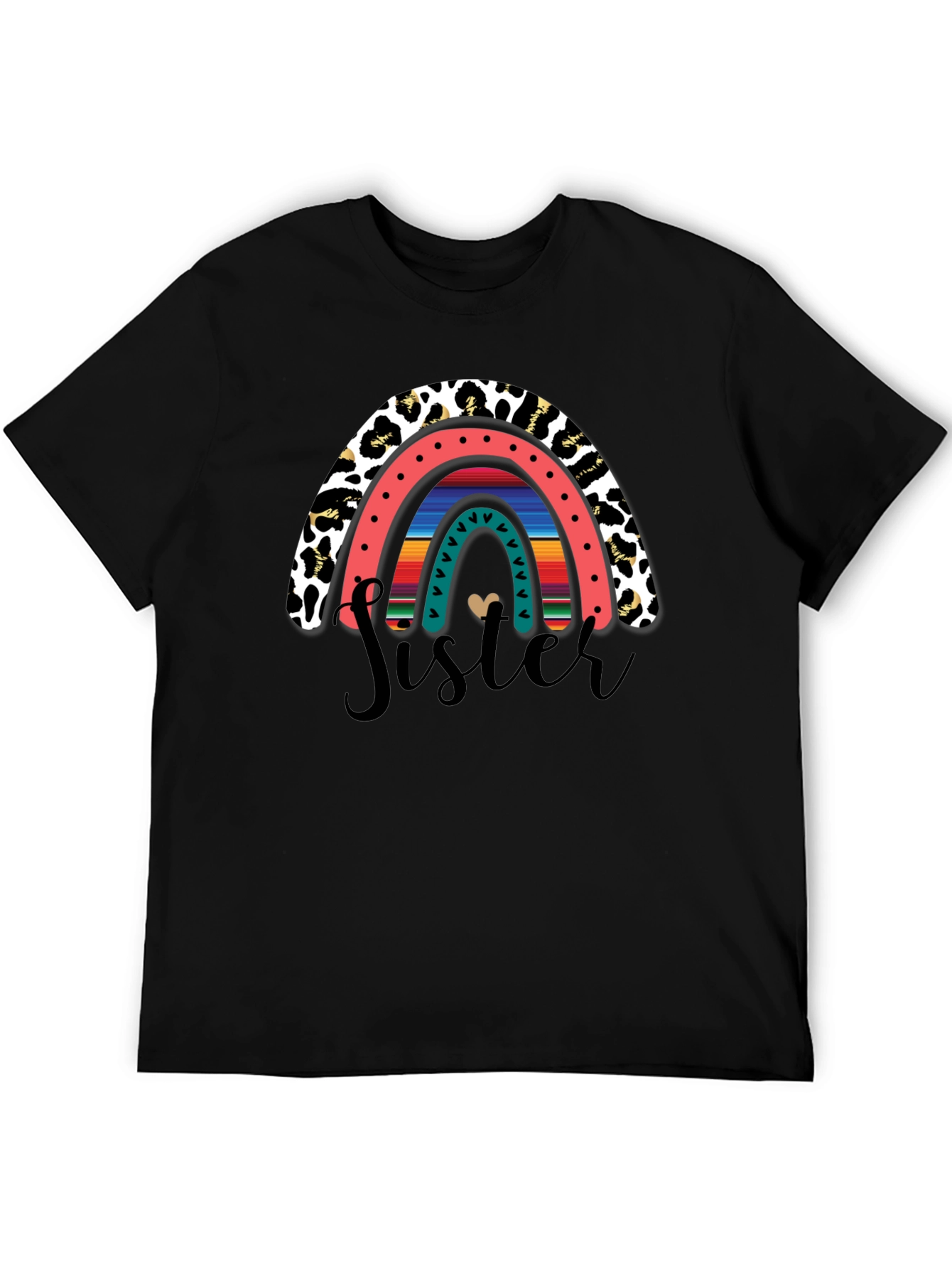 Sister Leopard Rainbow Graphic Tee