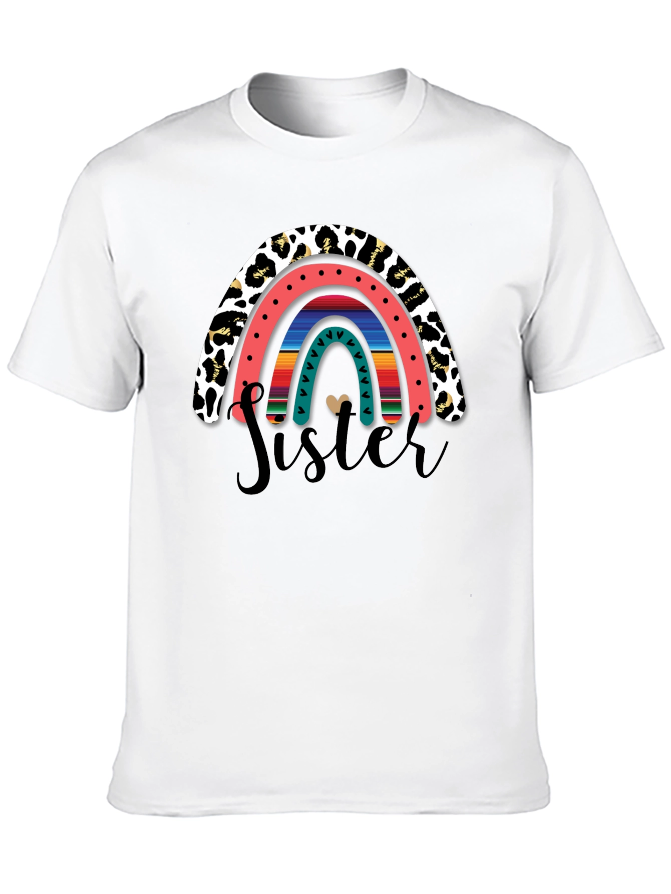 Sister Leopard Rainbow Graphic Tee