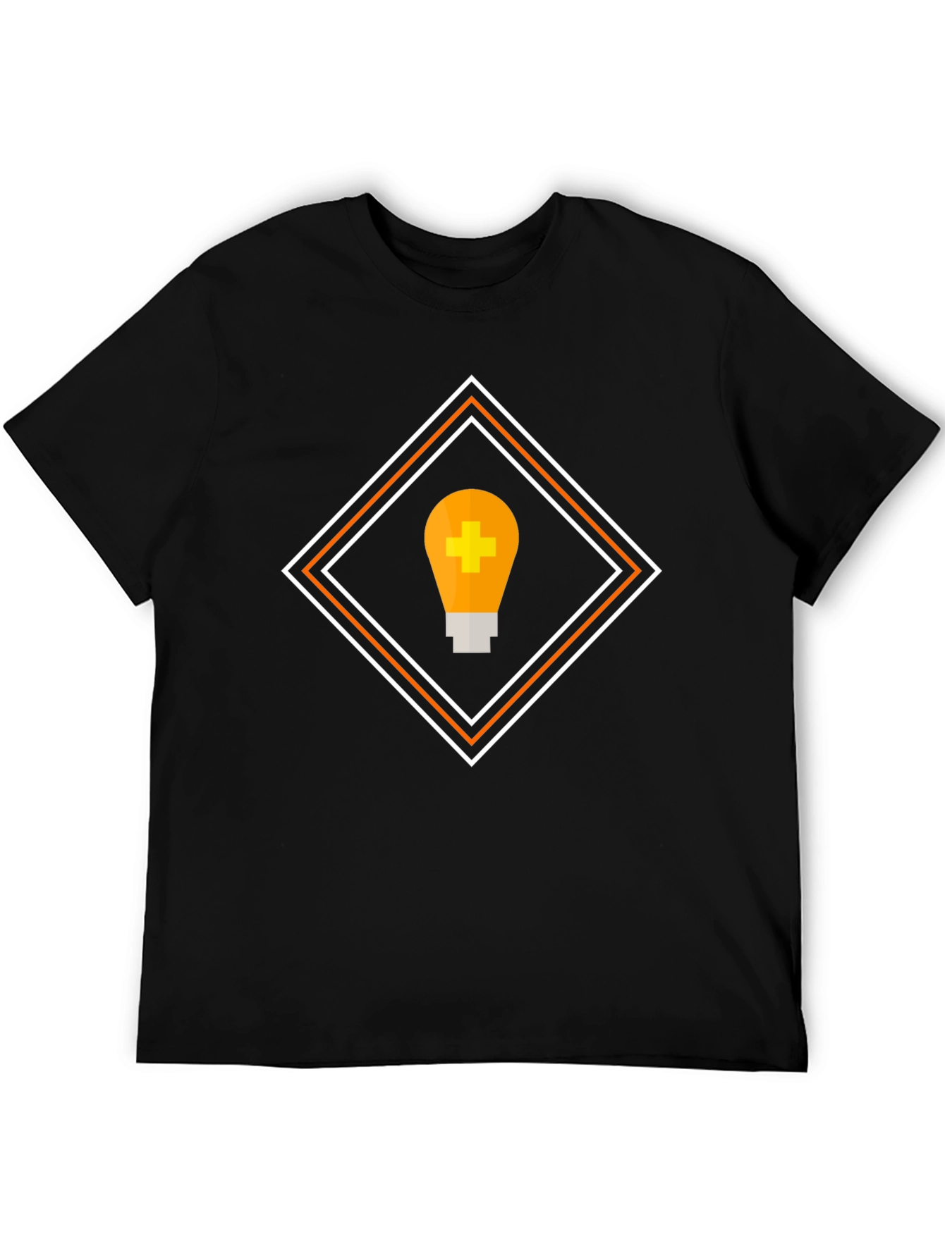 Geometric Light Bulb Graphic Tee - Black