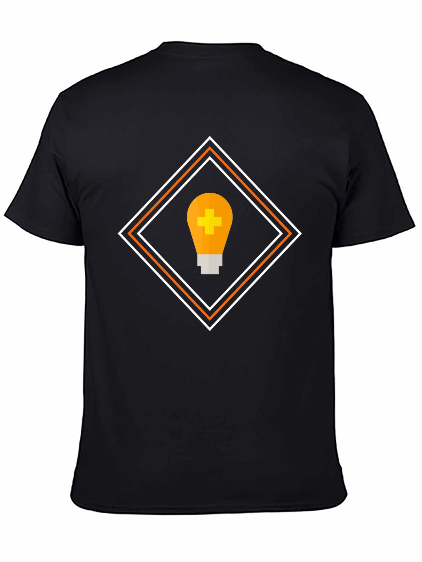 Geometric Light Bulb Graphic Tee - Black