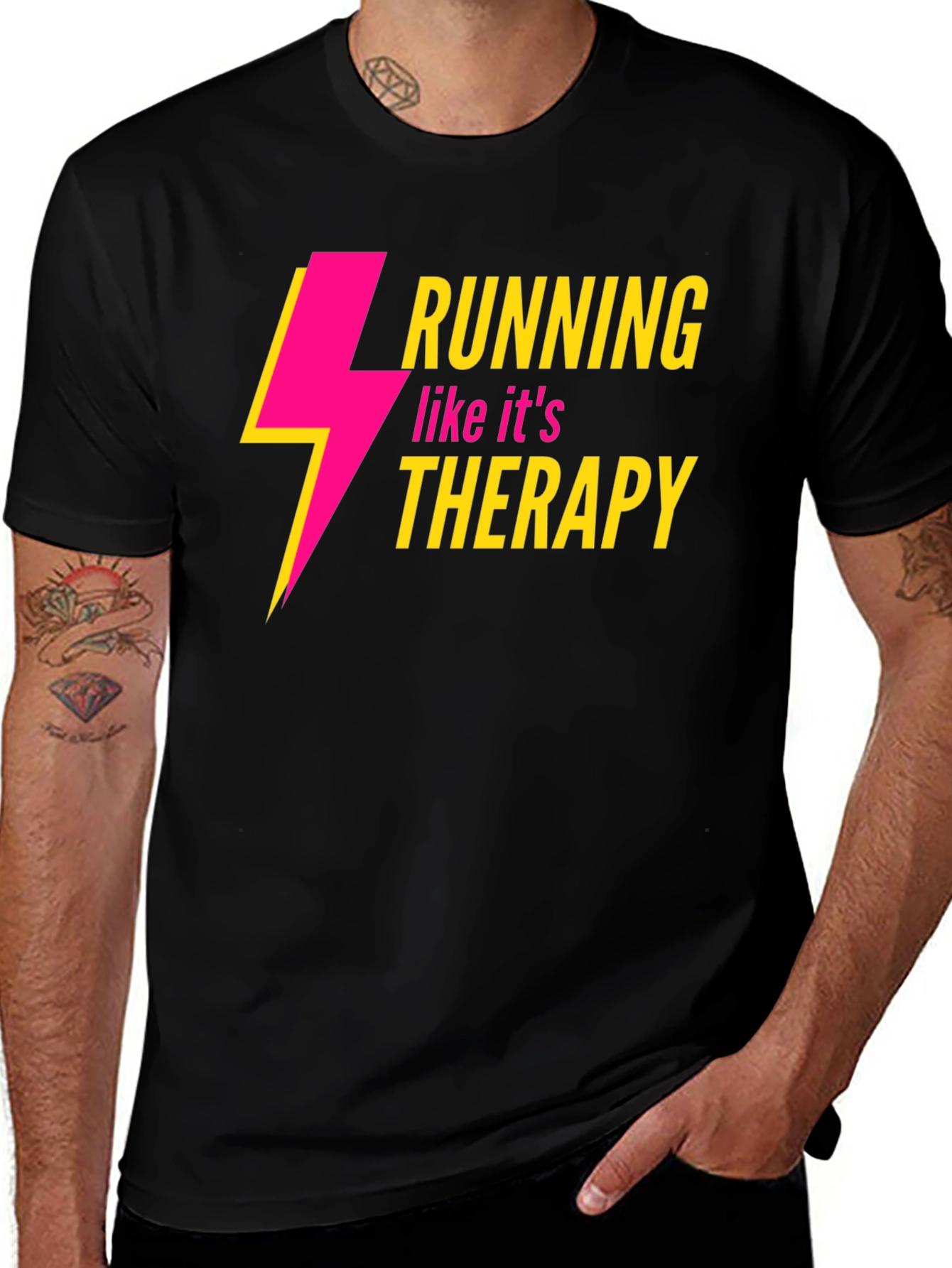 Running Therapy Graphic Tee - Stylish Black Shirt