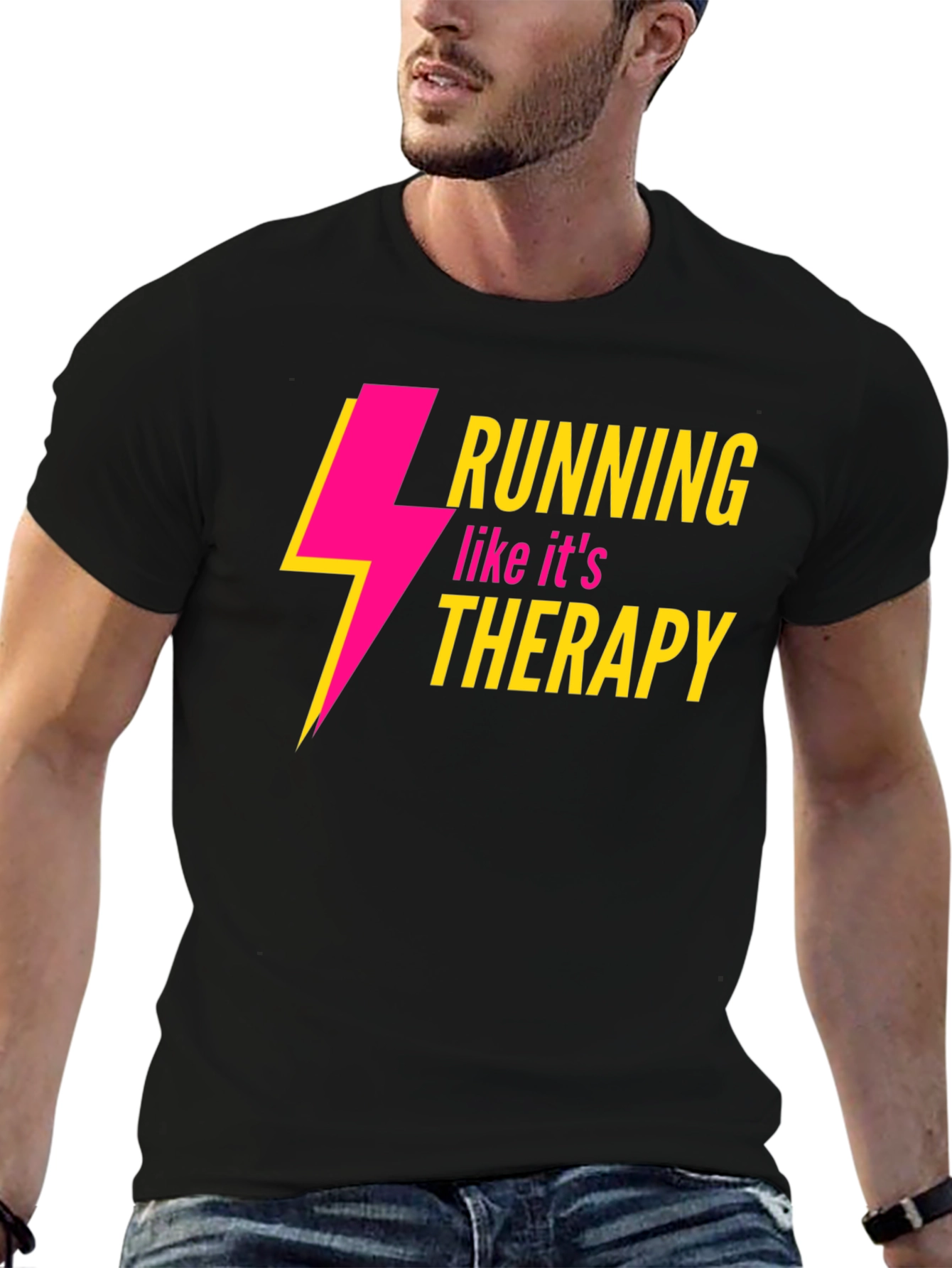 Running Therapy Graphic Tee - Stylish Black Shirt