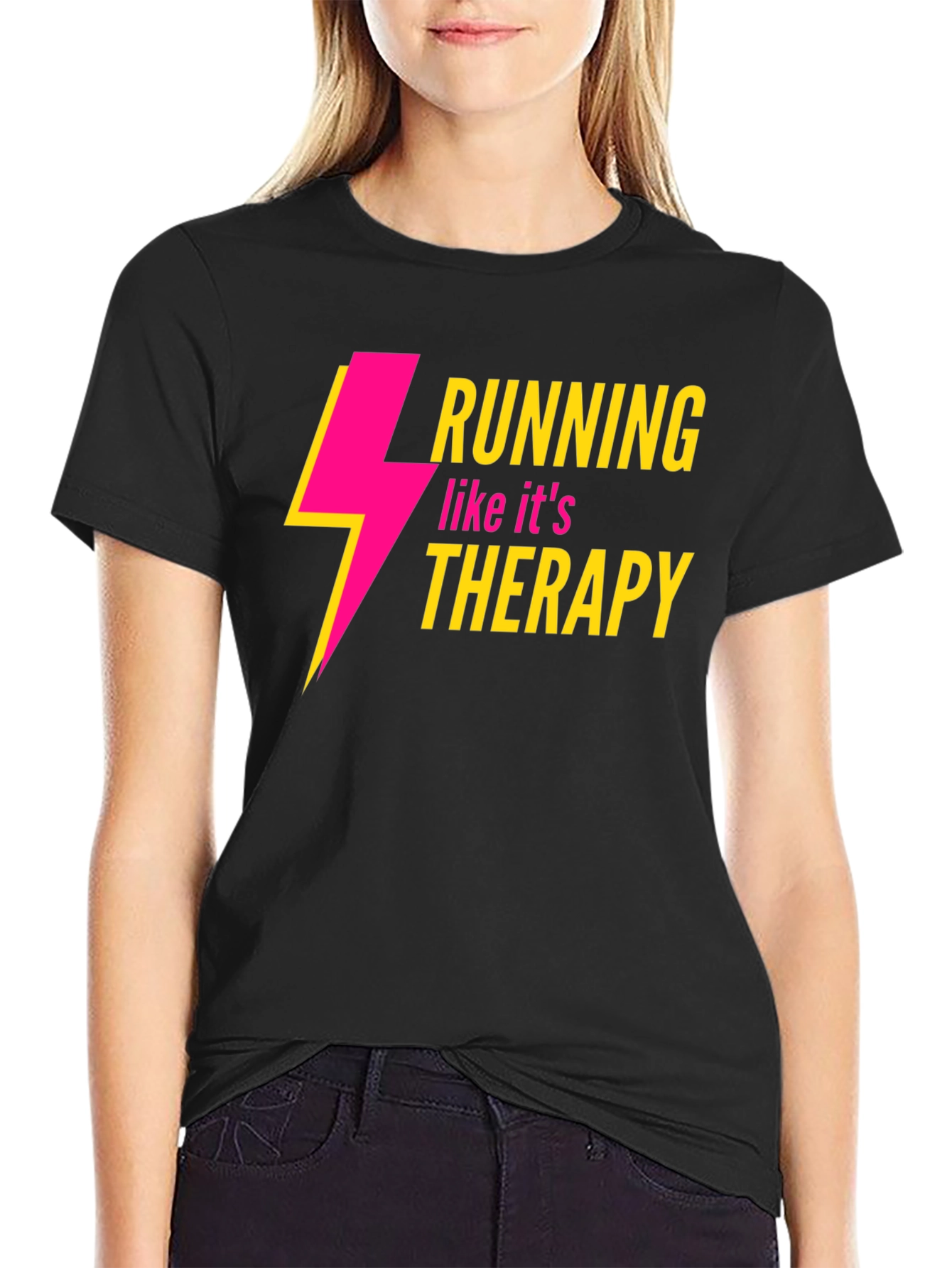 Running Therapy Graphic Tee - Stylish Black Shirt