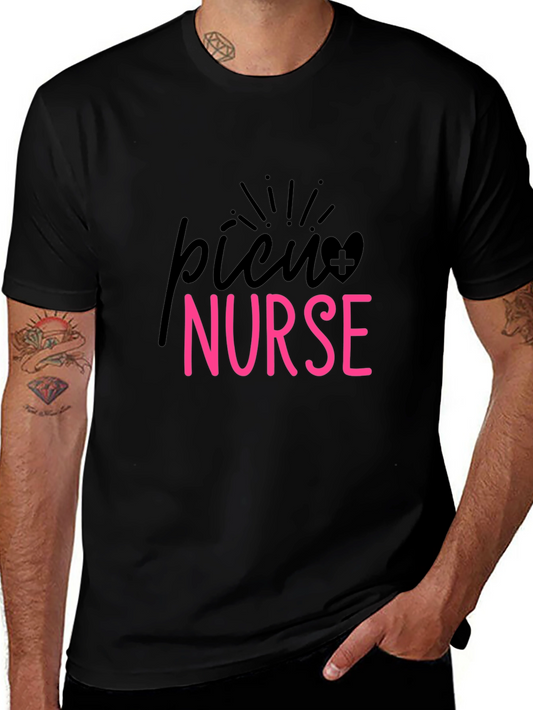 PICU Nurse Graphic Tee - Black Cotton T-Shirt