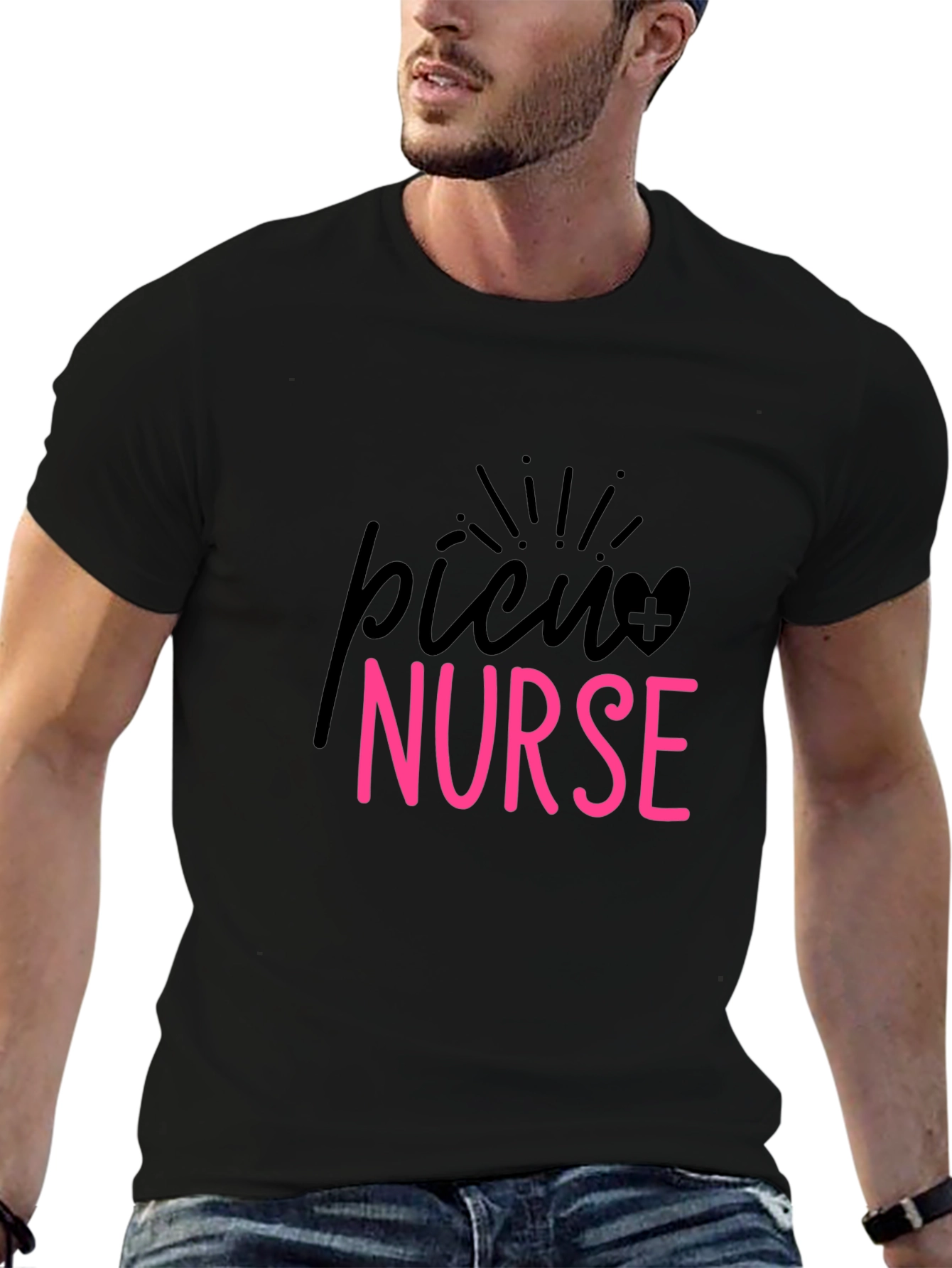 PICU Nurse Graphic Tee - Black Cotton T-Shirt