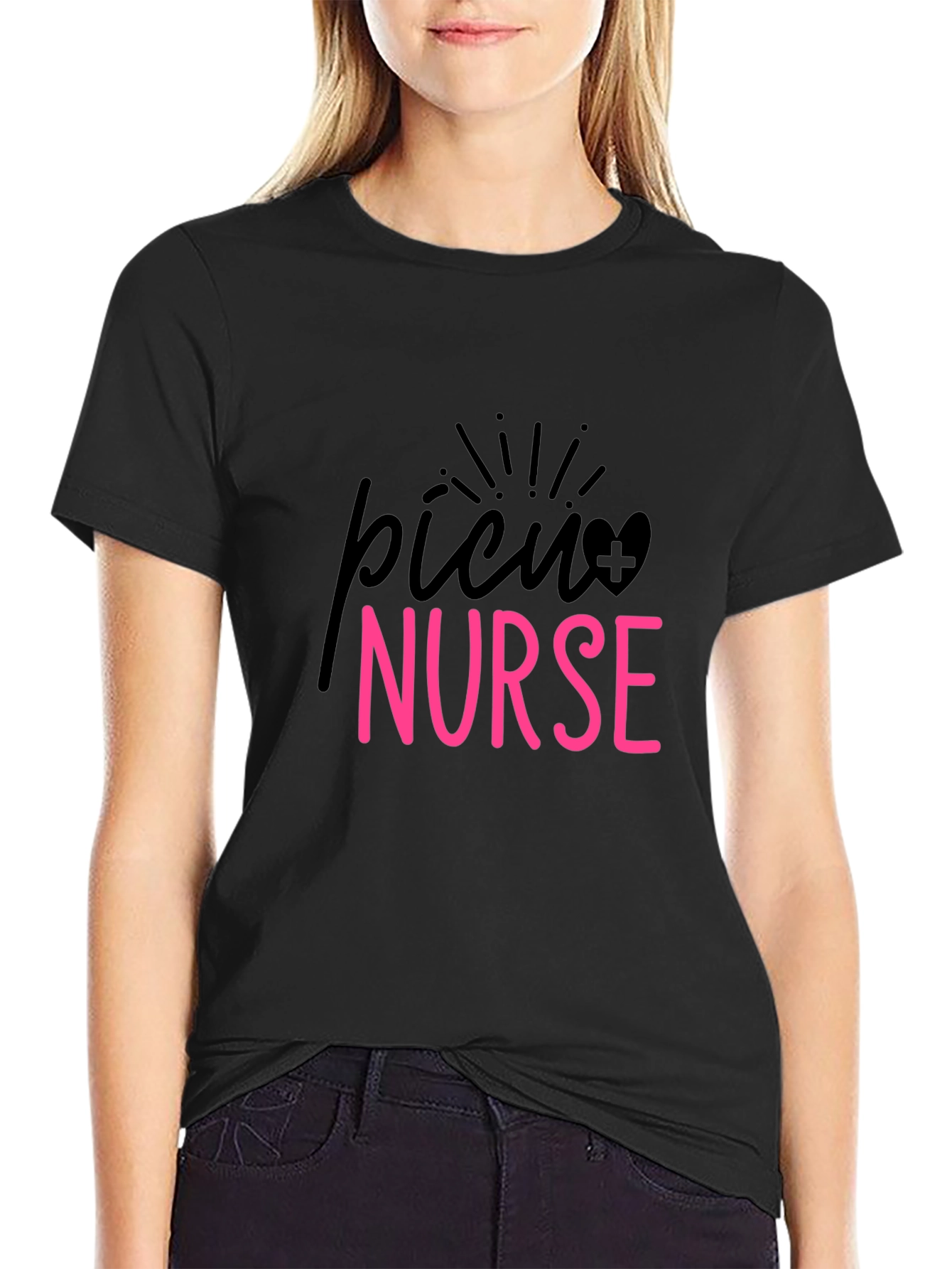 PICU Nurse Graphic Tee - Black Cotton T-Shirt