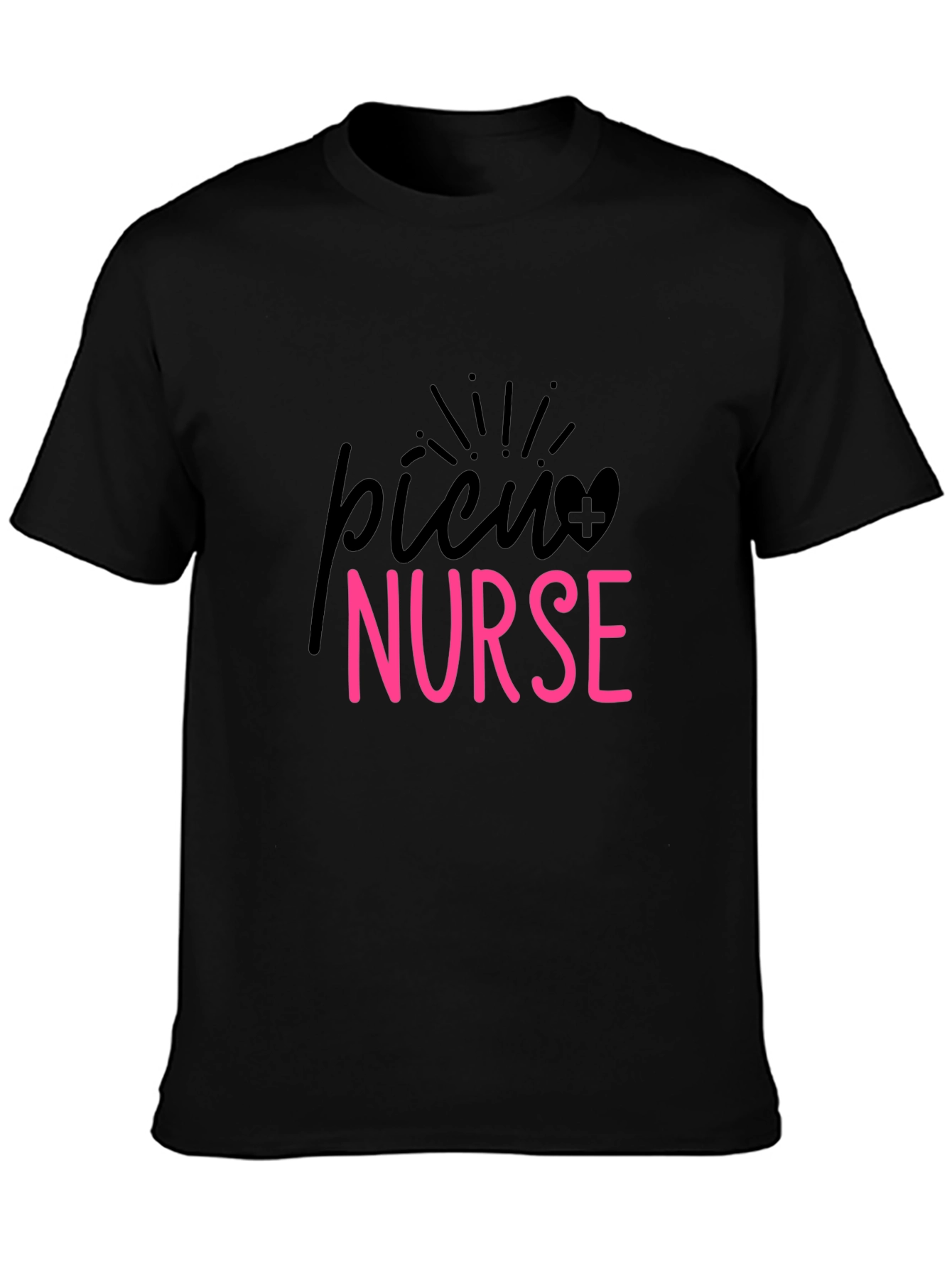 PICU Nurse Graphic Tee - Black Cotton T-Shirt