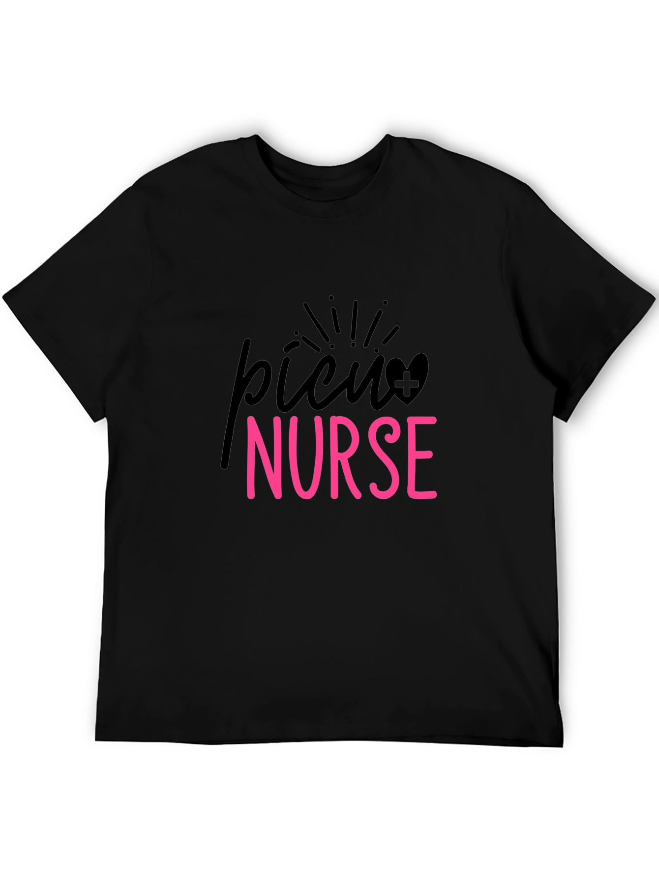 PICU Nurse Graphic Tee - Black Cotton T-Shirt