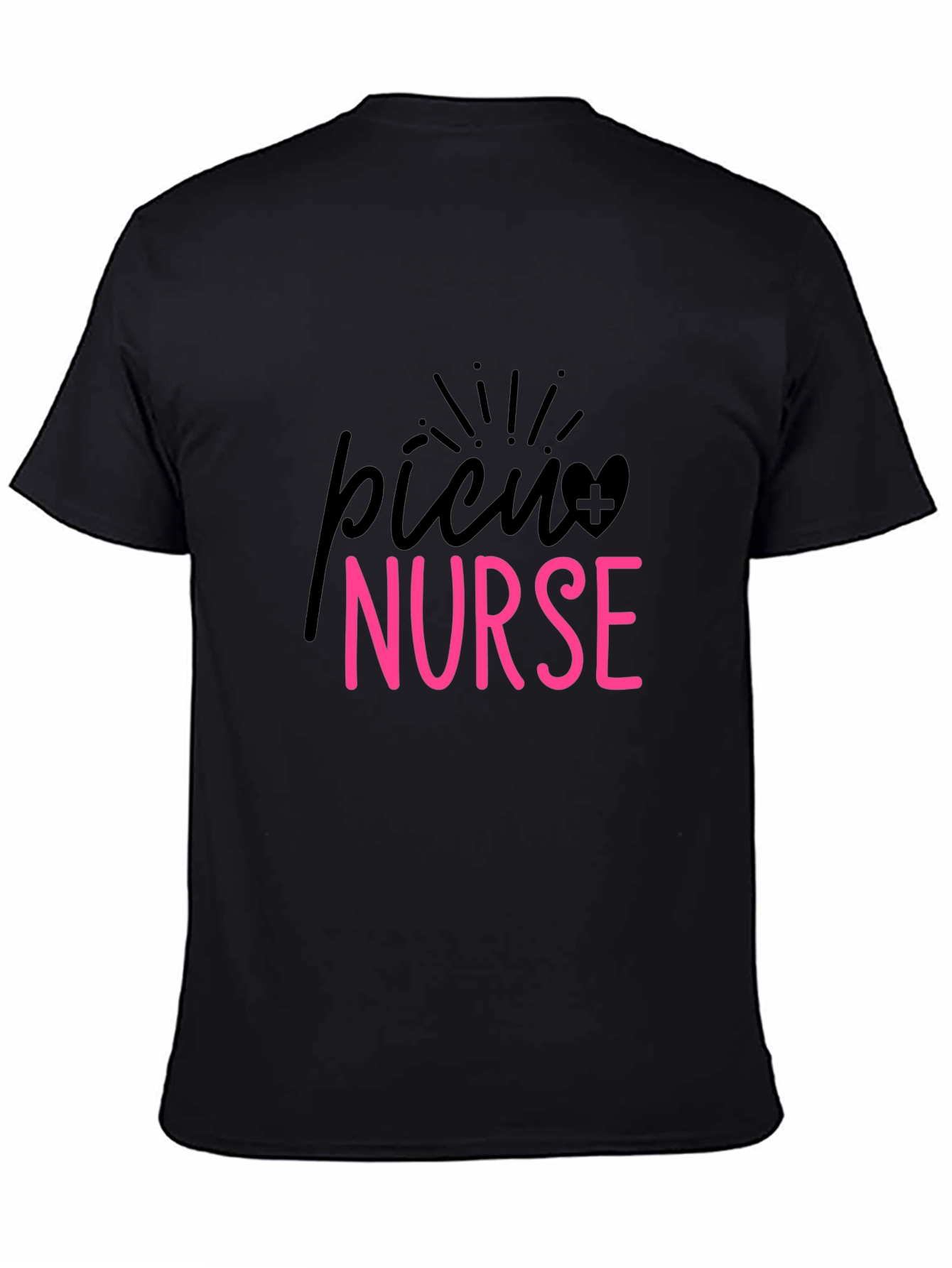 PICU Nurse Graphic Tee - Black Cotton T-Shirt