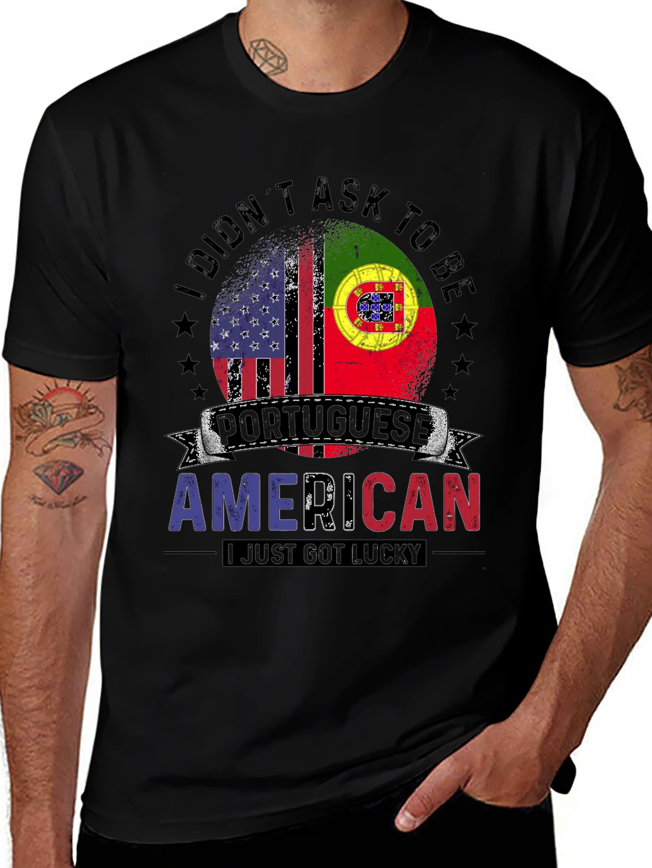 Portuguese American Flag Graphic T-Shirt