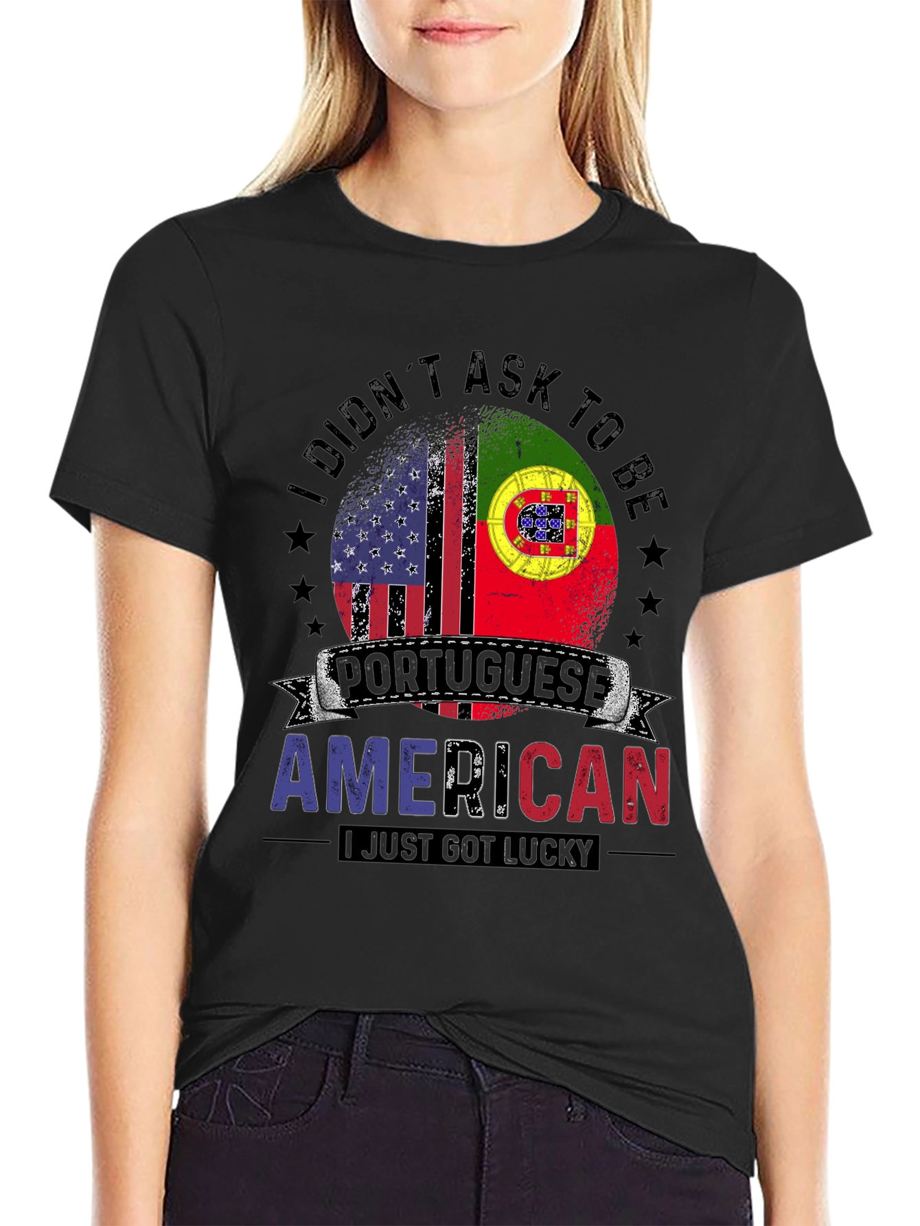 Portuguese American Flag Graphic T-Shirt