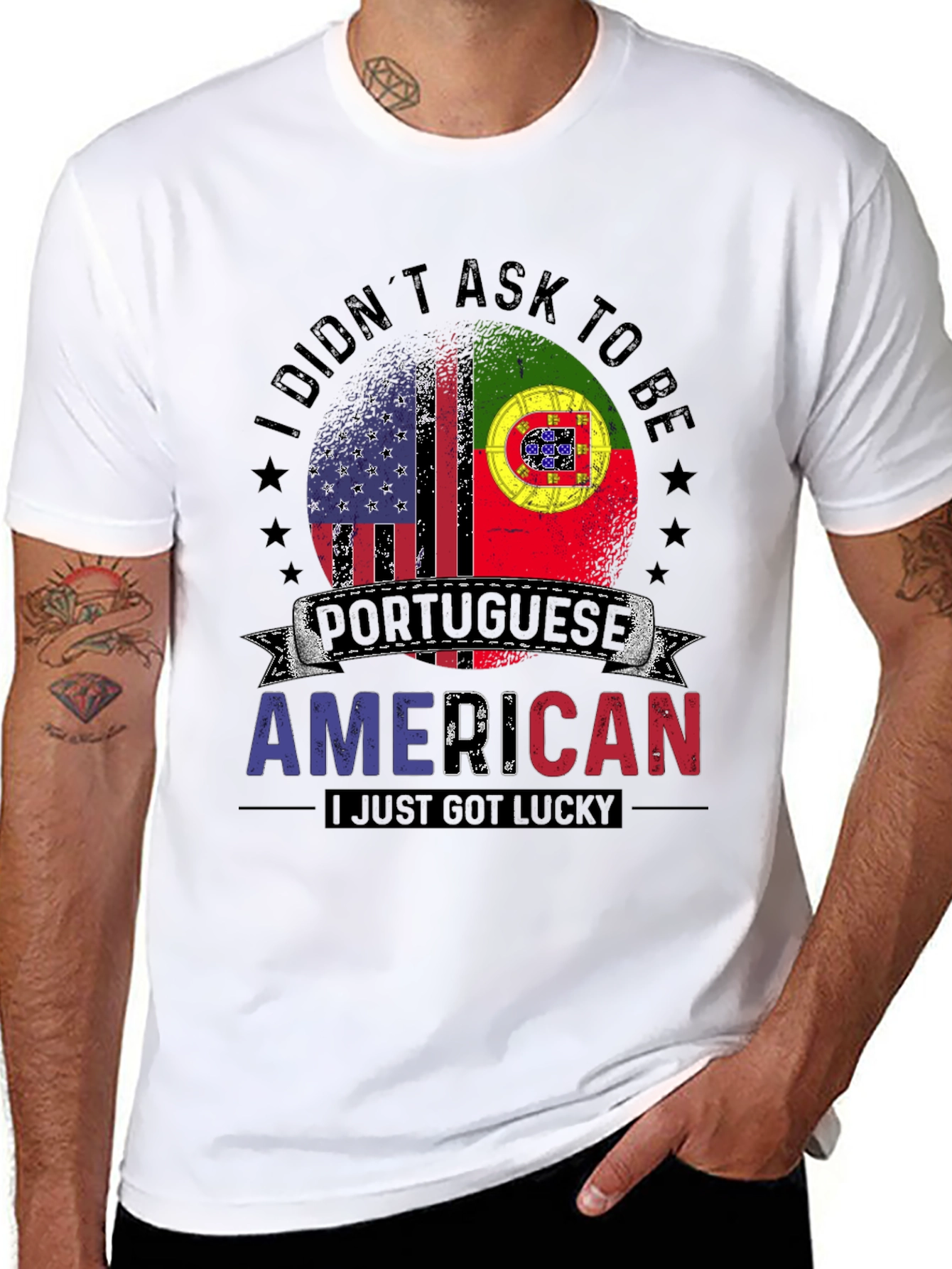 Portuguese American Flag Graphic T-Shirt