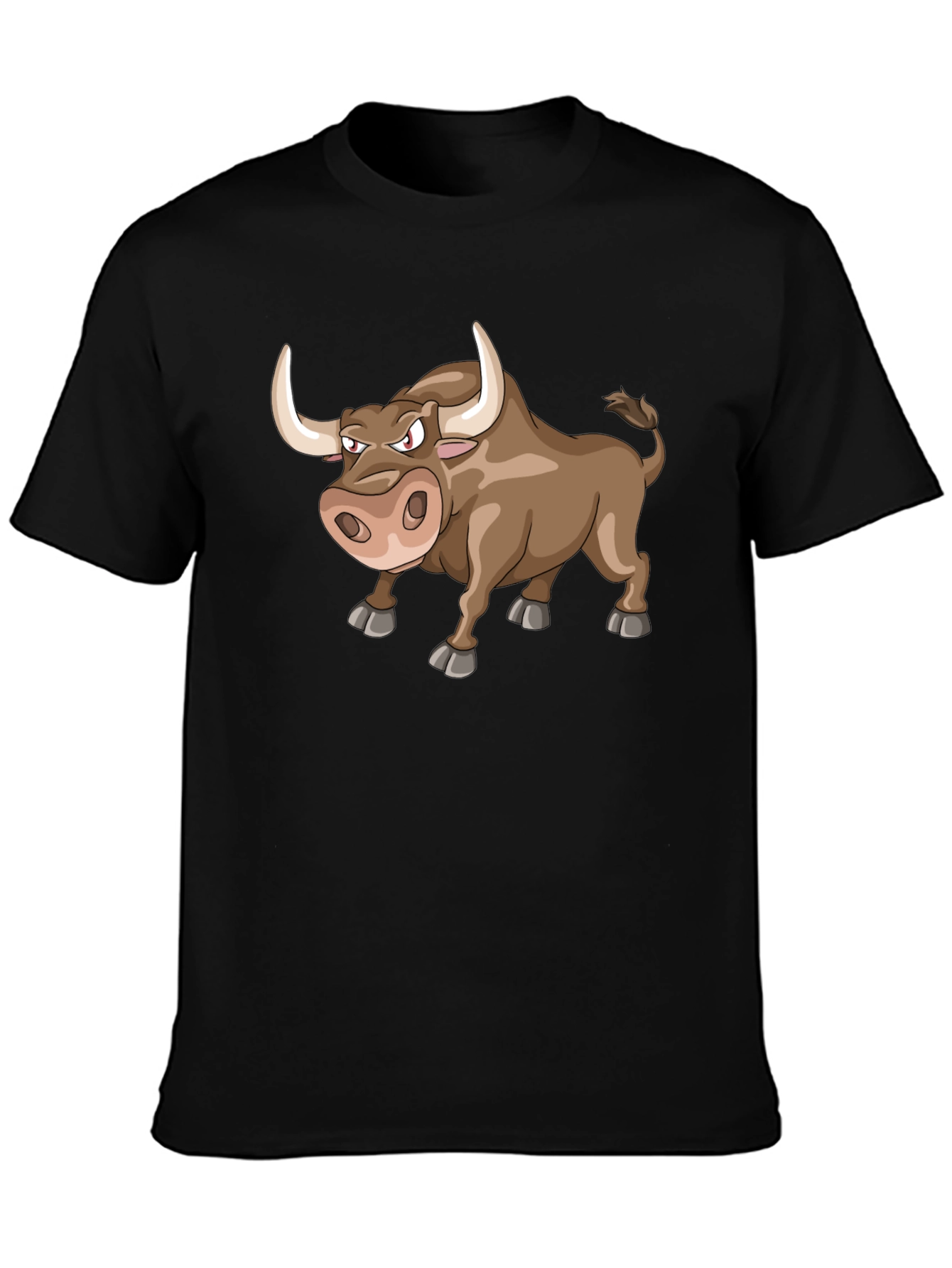 Cartoon Bull Graphic Tee - Black