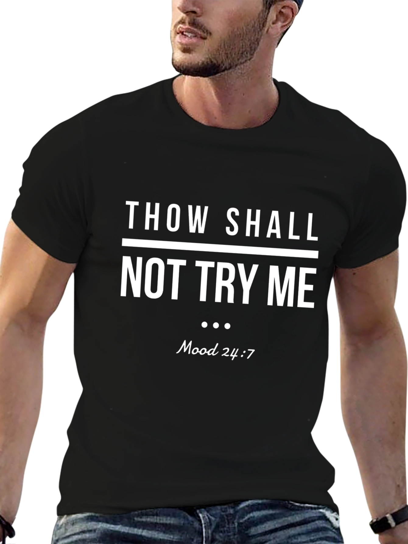 Mens Black Thou Shall Not Try Me Graphic T-Shirt