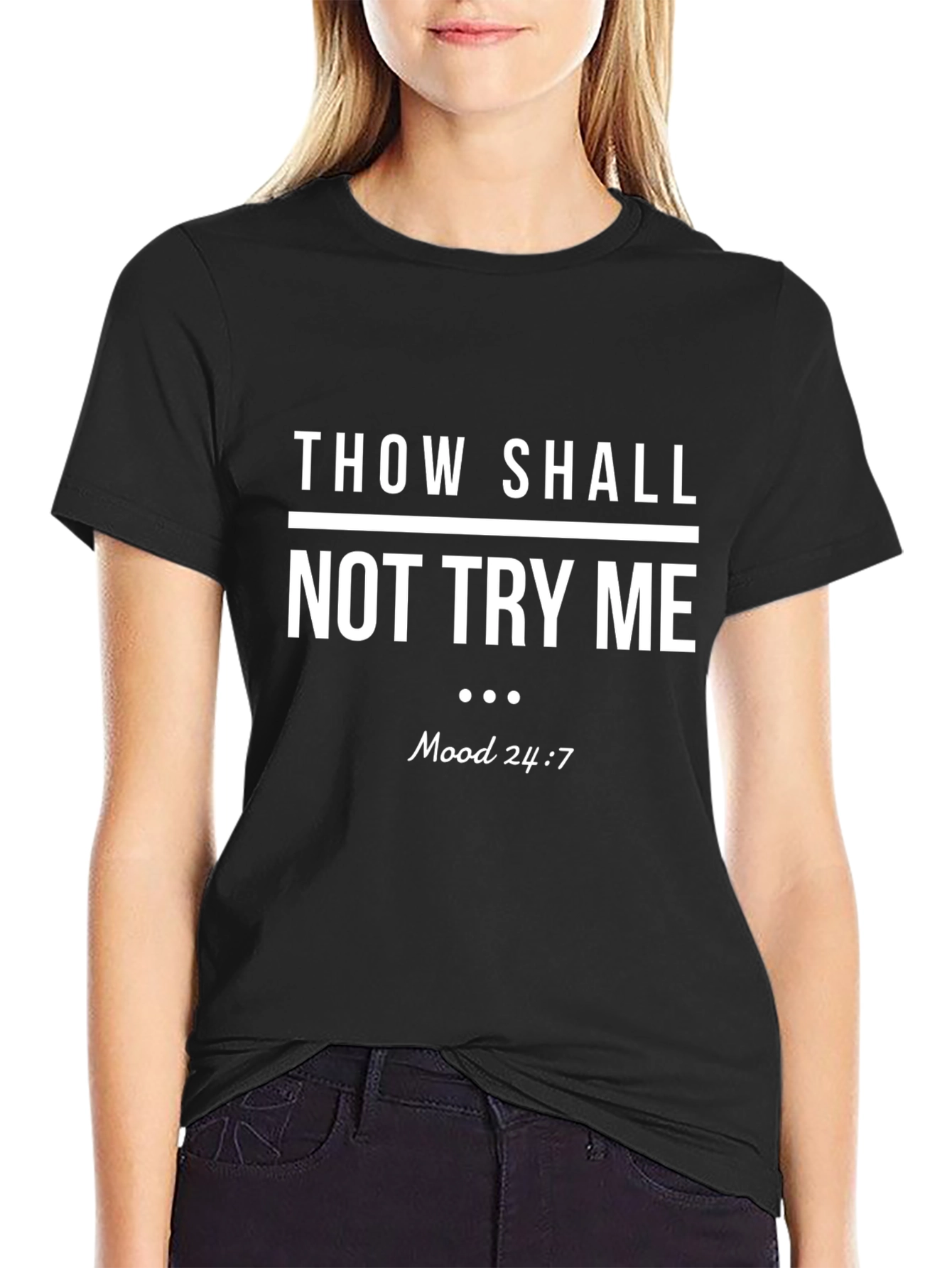 Mens Black Thou Shall Not Try Me Graphic T-Shirt