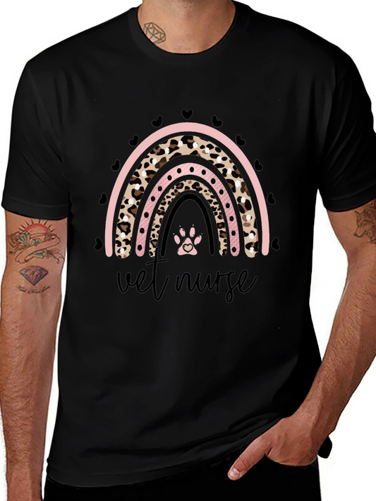 Vet Nurse Leopard Rainbow T-Shirt