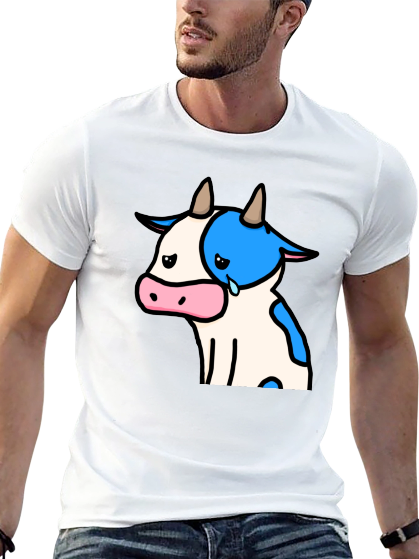 Sad Cow Graphic Black T-Shirt