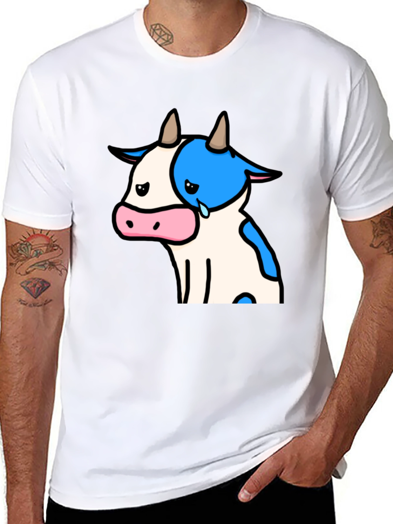 Sad Cow Graphic Black T-Shirt