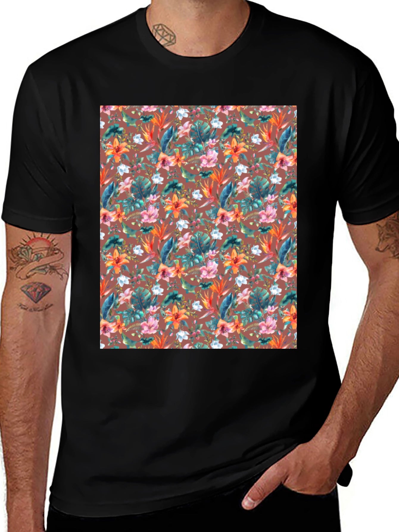 Tropical Floral Print T-Shirt - Casual Comfort