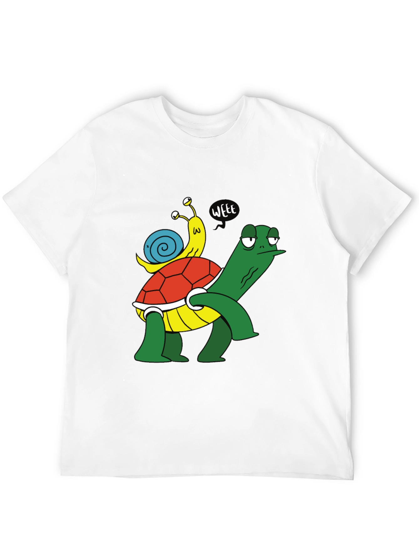 Funny Turtle and Snail Cartoon Black T-Shirt