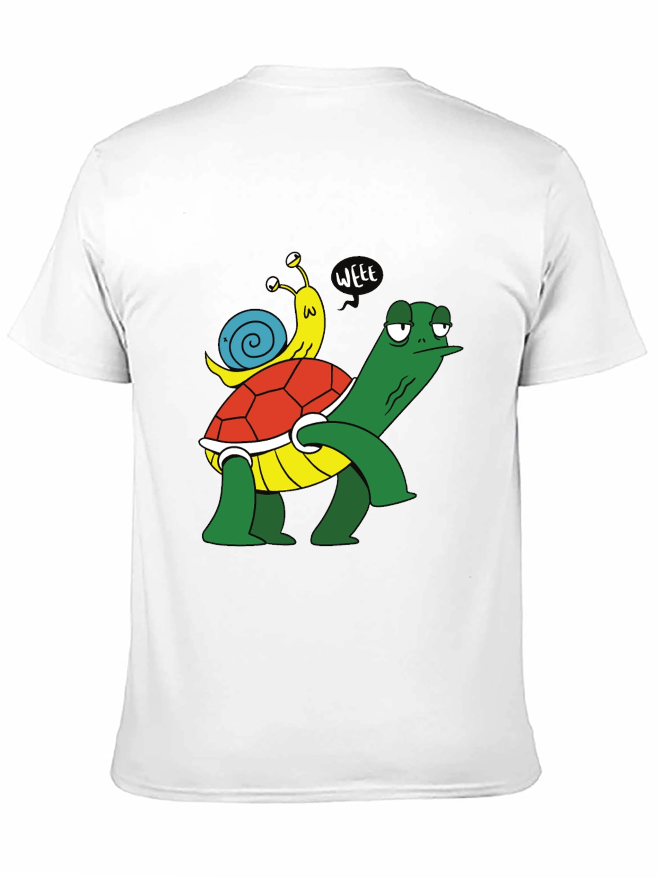 Funny Turtle and Snail Cartoon Black T-Shirt