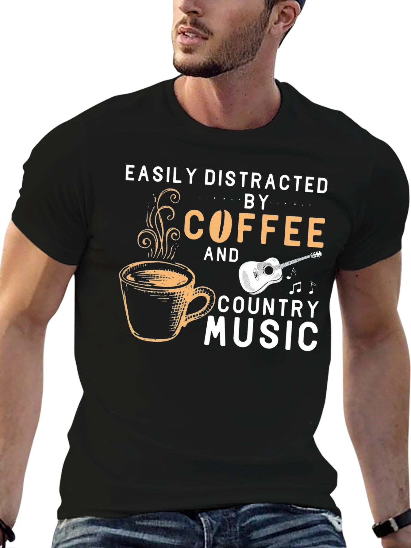 Coffee & Country Music T-Shirt - Easily Distracted