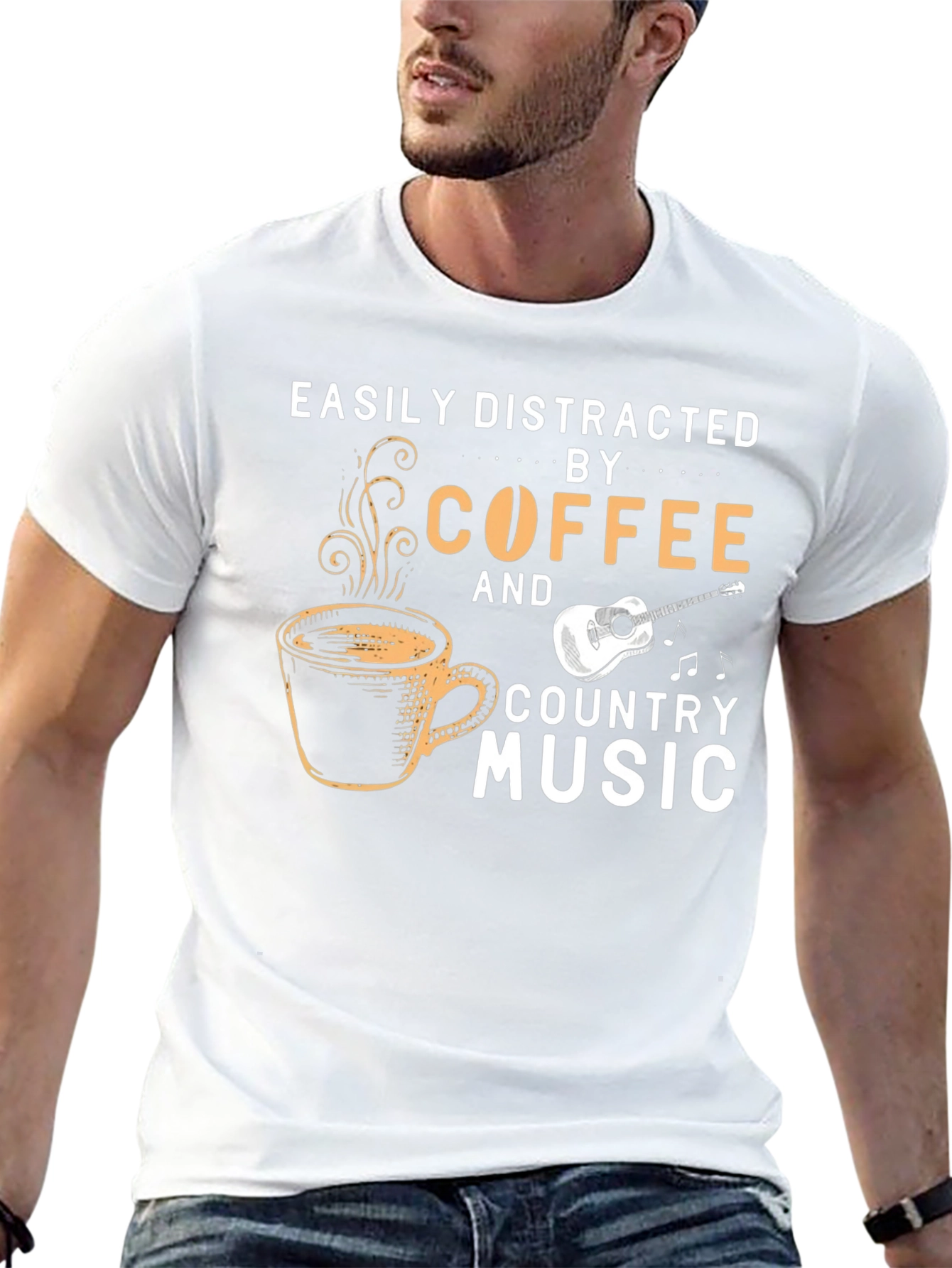 Coffee & Country Music T-Shirt - Easily Distracted