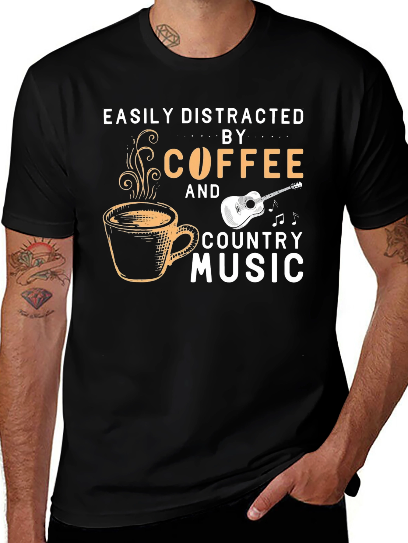 Coffee & Country Music T-Shirt - Easily Distracted
