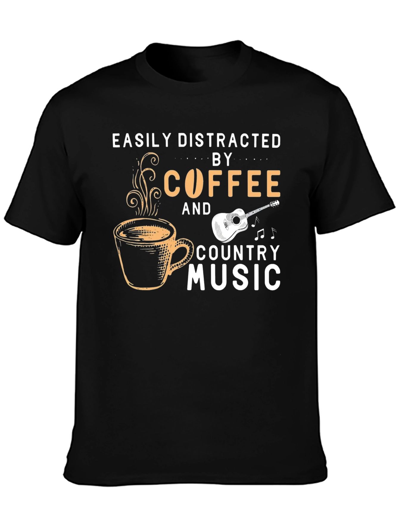 Coffee & Country Music T-Shirt - Easily Distracted