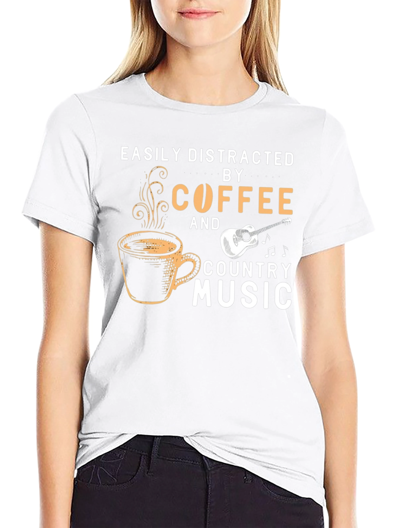 Coffee & Country Music T-Shirt - Easily Distracted