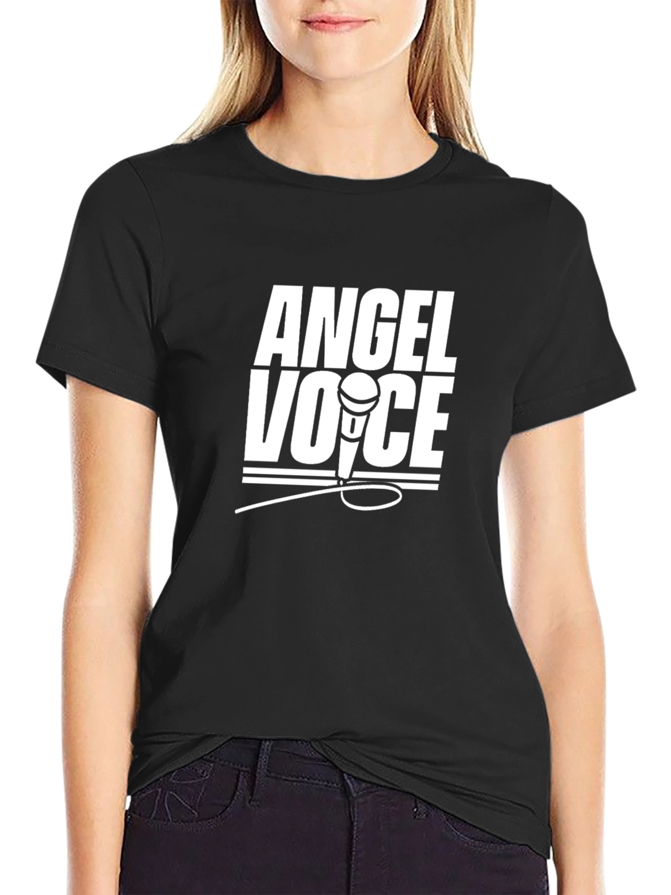 Angel Voice Graphic T-Shirt - Black