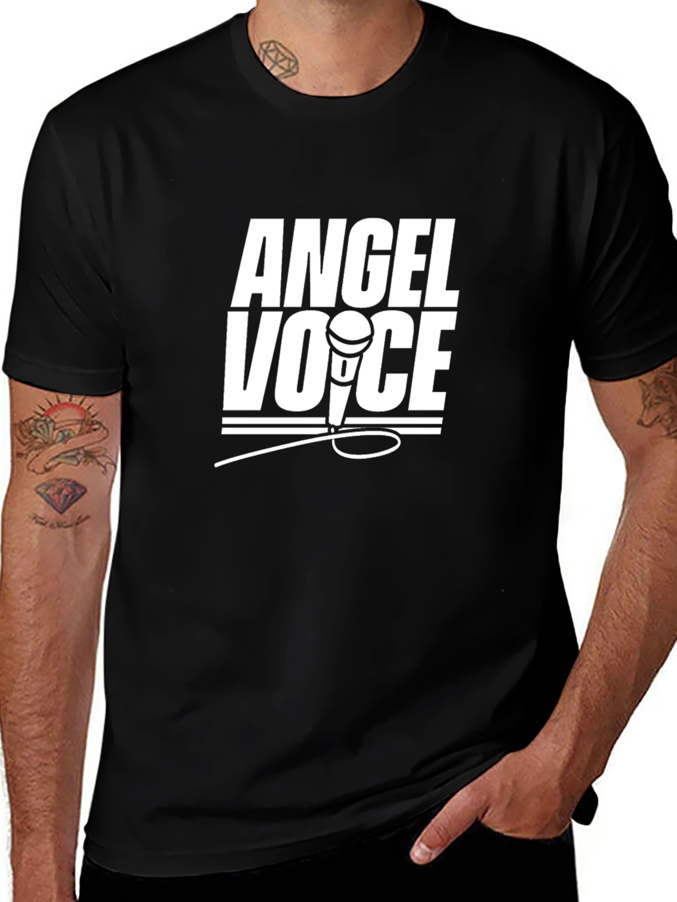 Angel Voice Graphic T-Shirt - Black