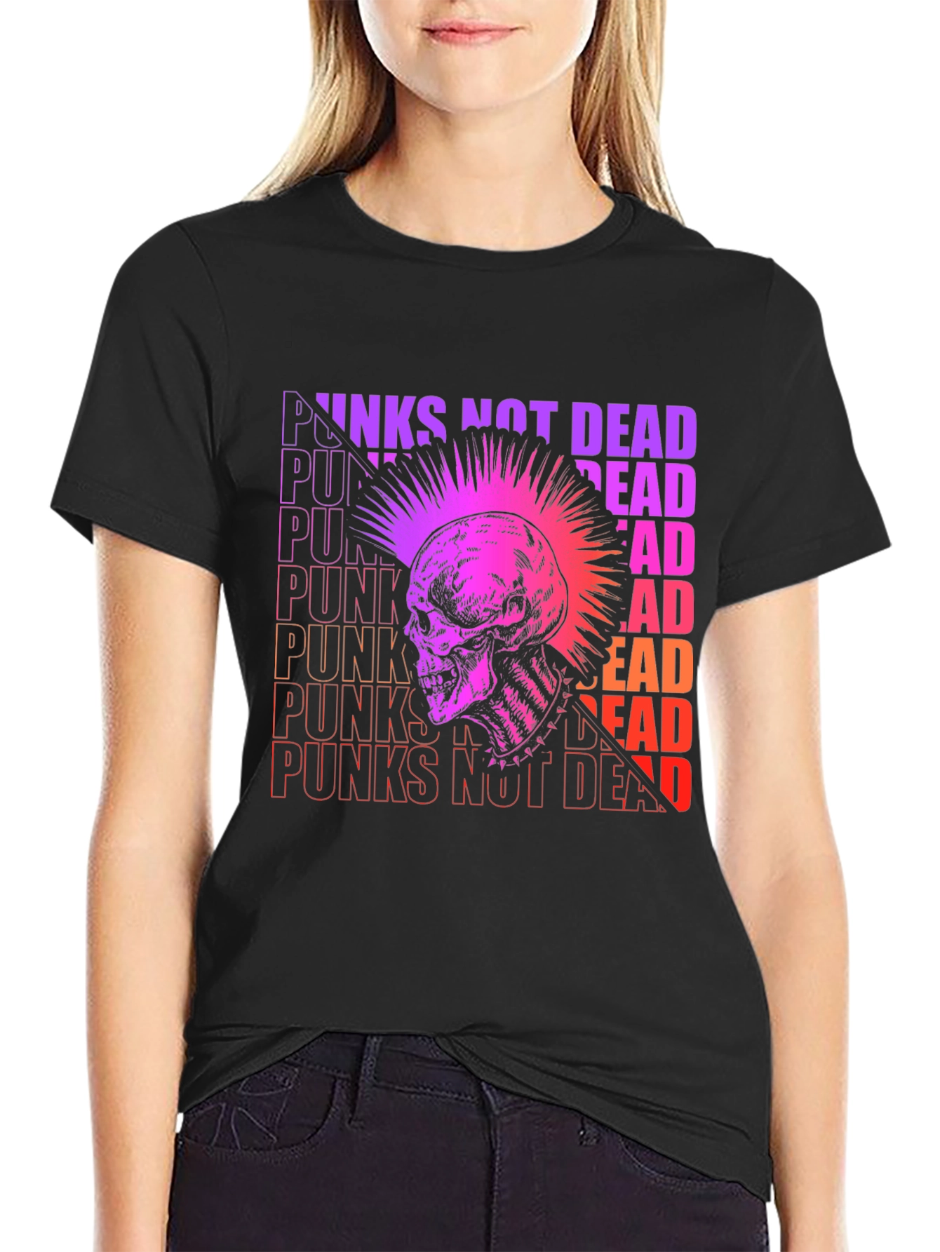 Punk Skull Graphic Tee - Not Dead!
