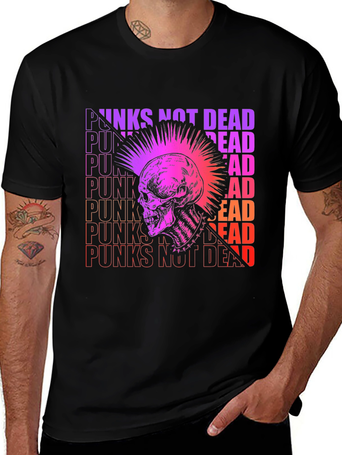 Punk Skull Graphic Tee - Not Dead!