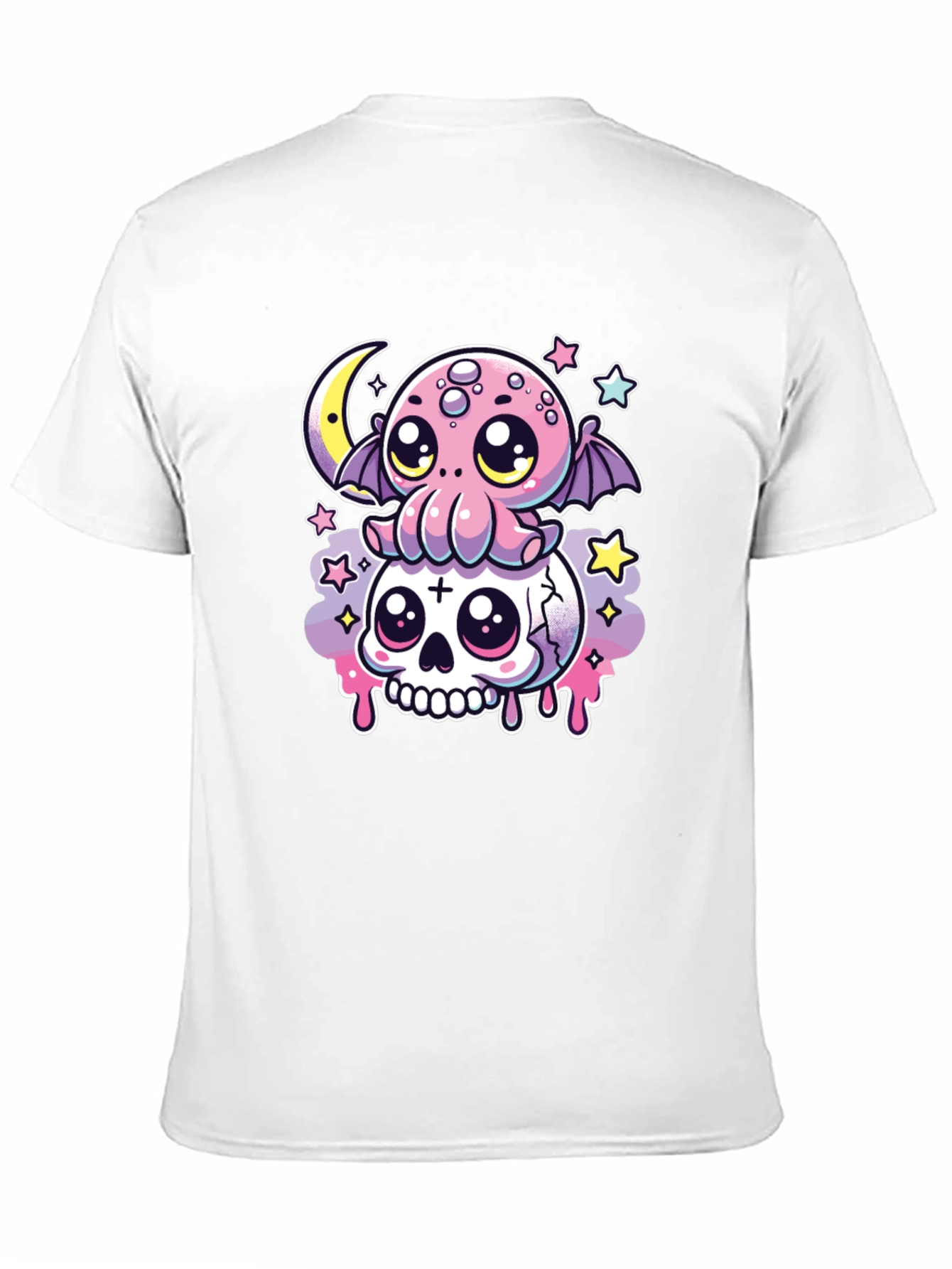 Cute Gothic T-Shirt: Kawaii Octopus on Skull
