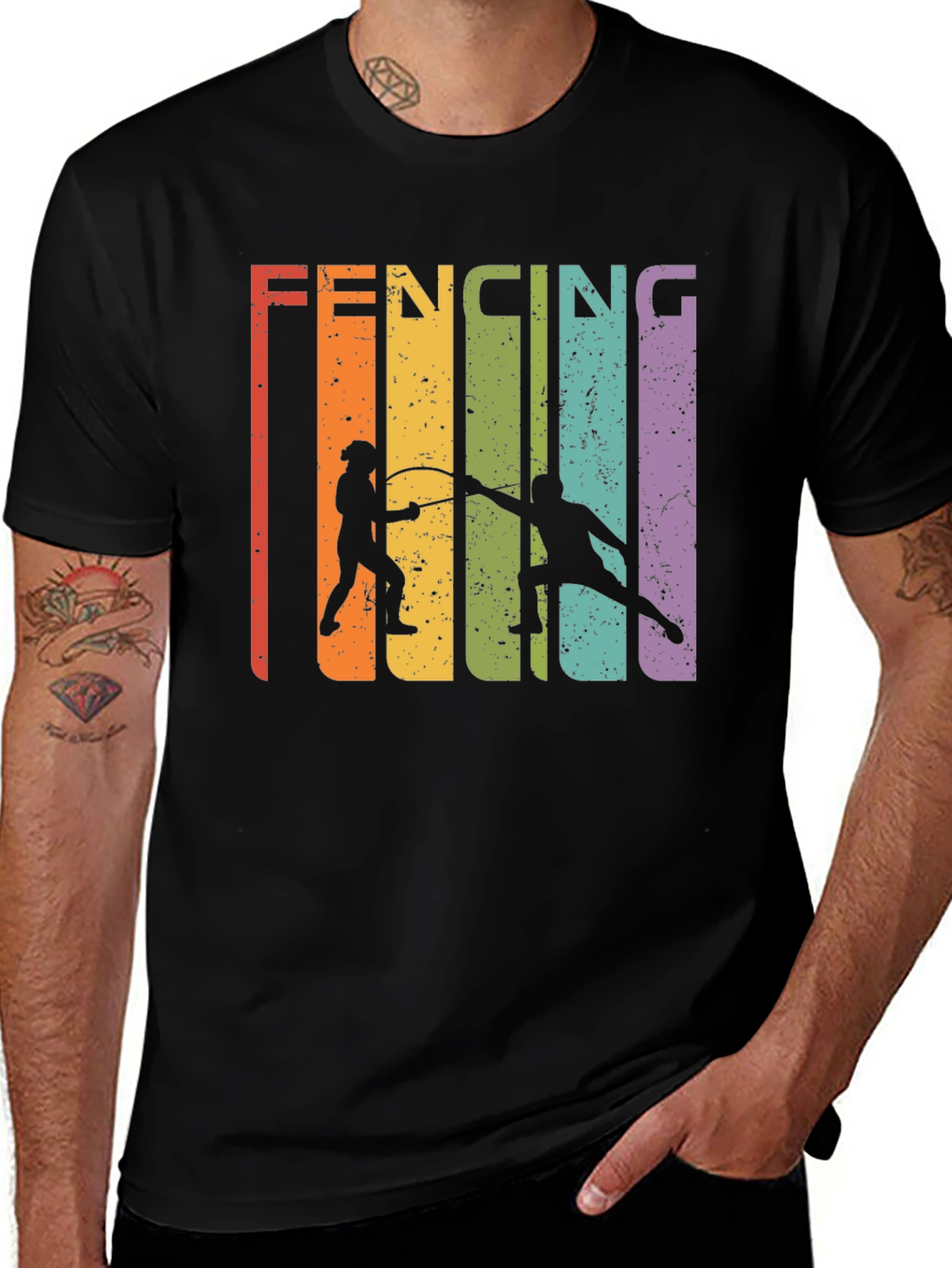 Retro Fencing Graphic T-Shirt