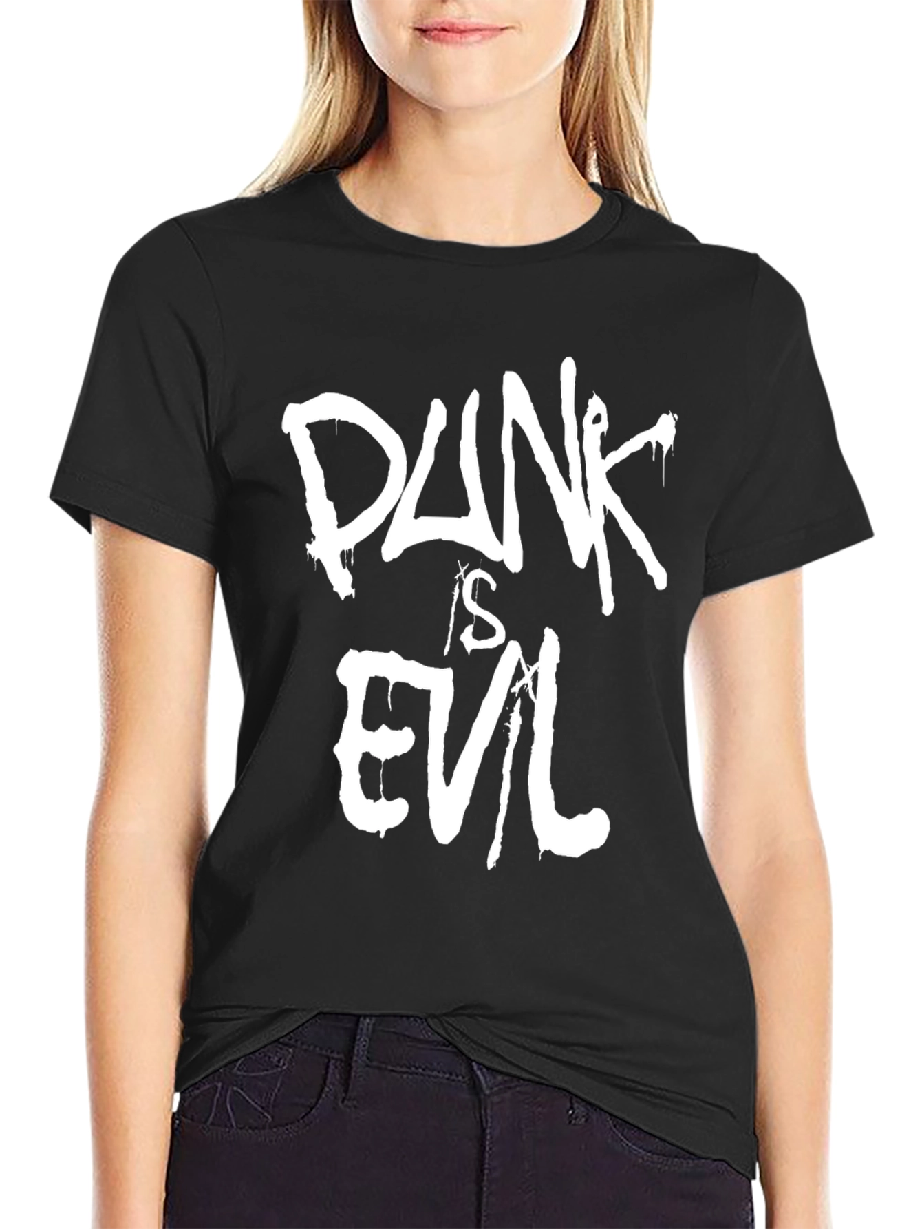 Punk is Evil Black Graphic T-Shirt
