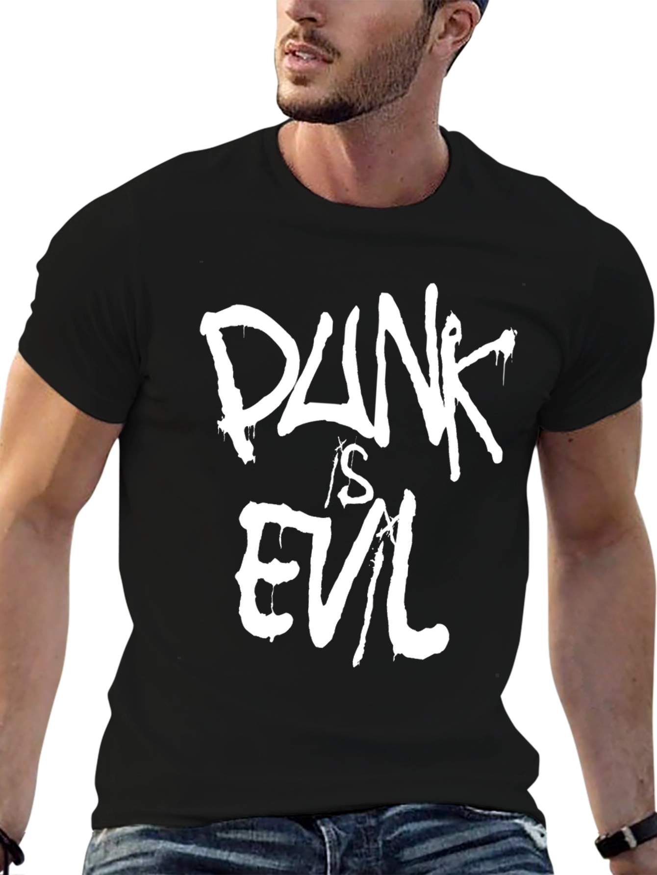 Punk is Evil Black Graphic T-Shirt