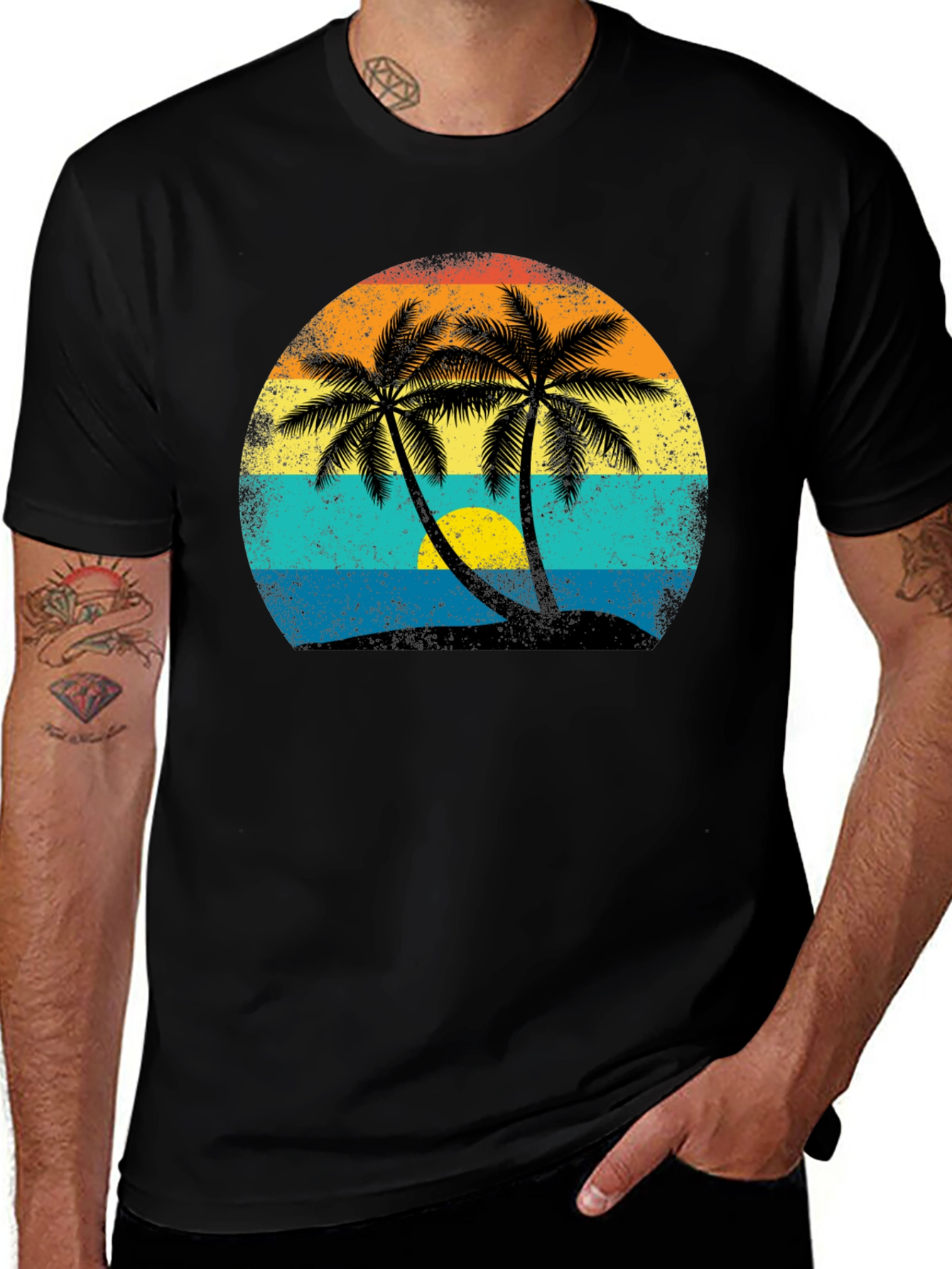 Retro Palm Tree Sunset T-Shirt