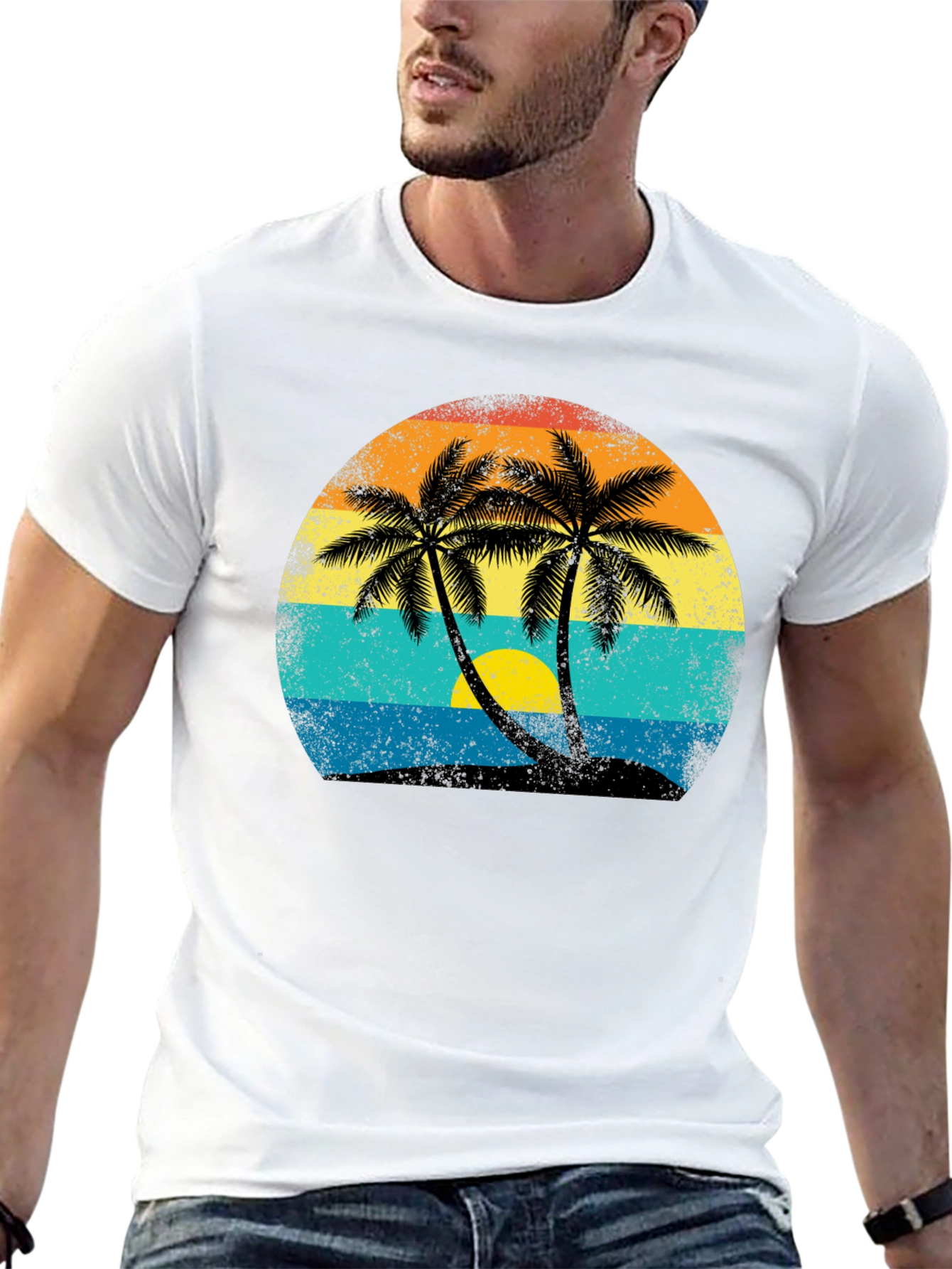 Retro Palm Tree Sunset T-Shirt