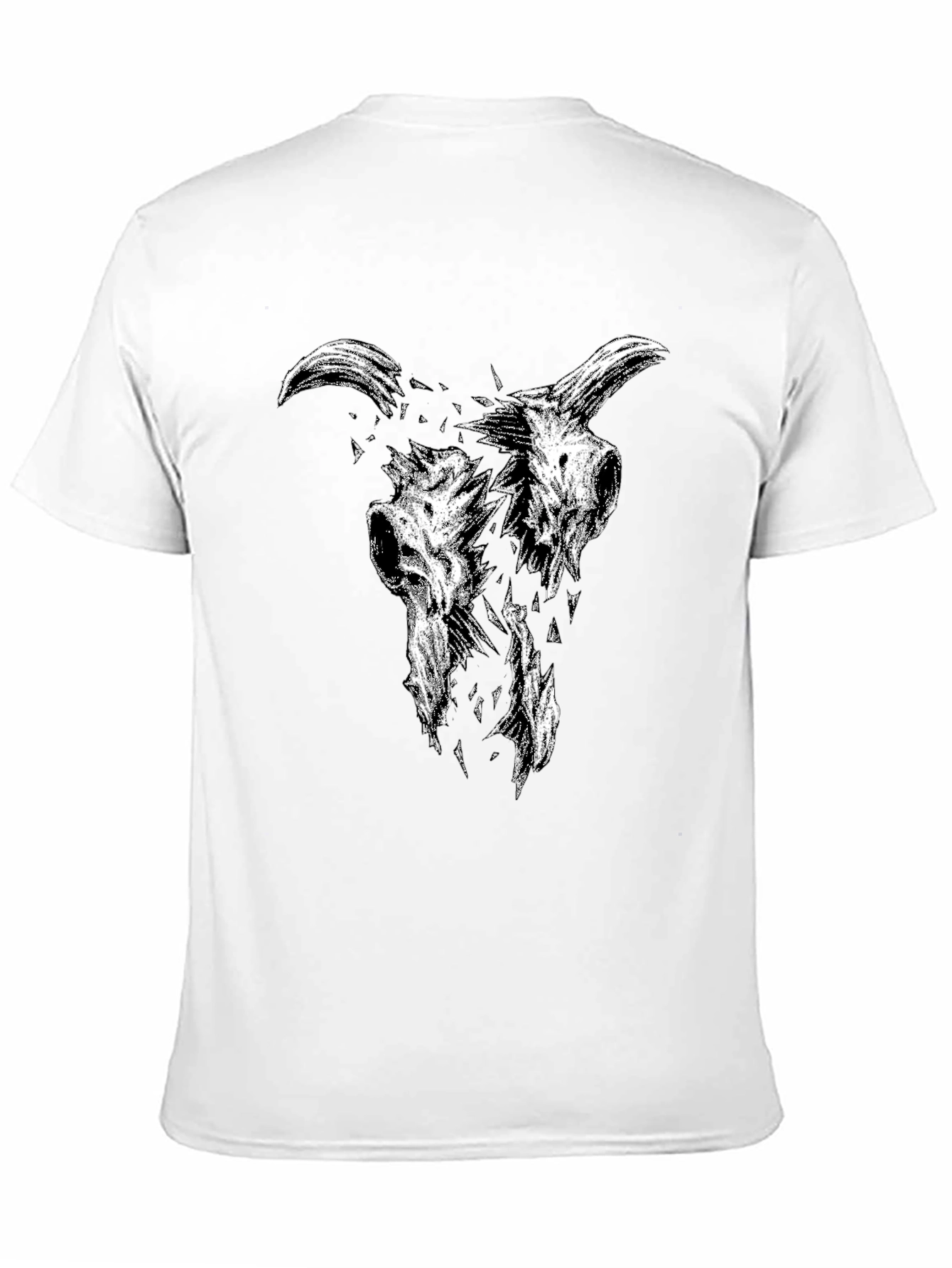 Black T-Shirt with Goat Skull Graphic