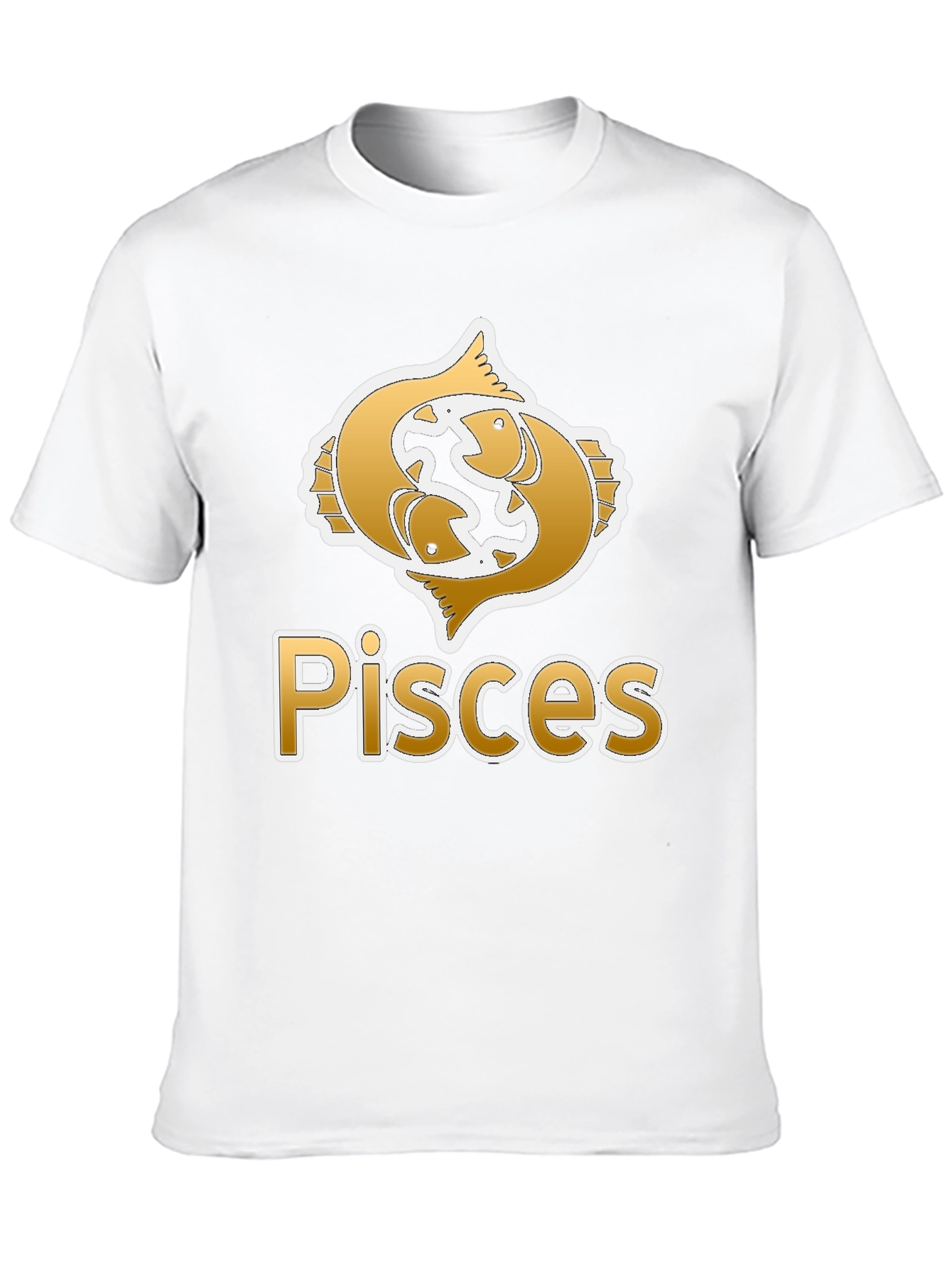 Pisces Zodiac Graphic Tee - Black Crew Neck